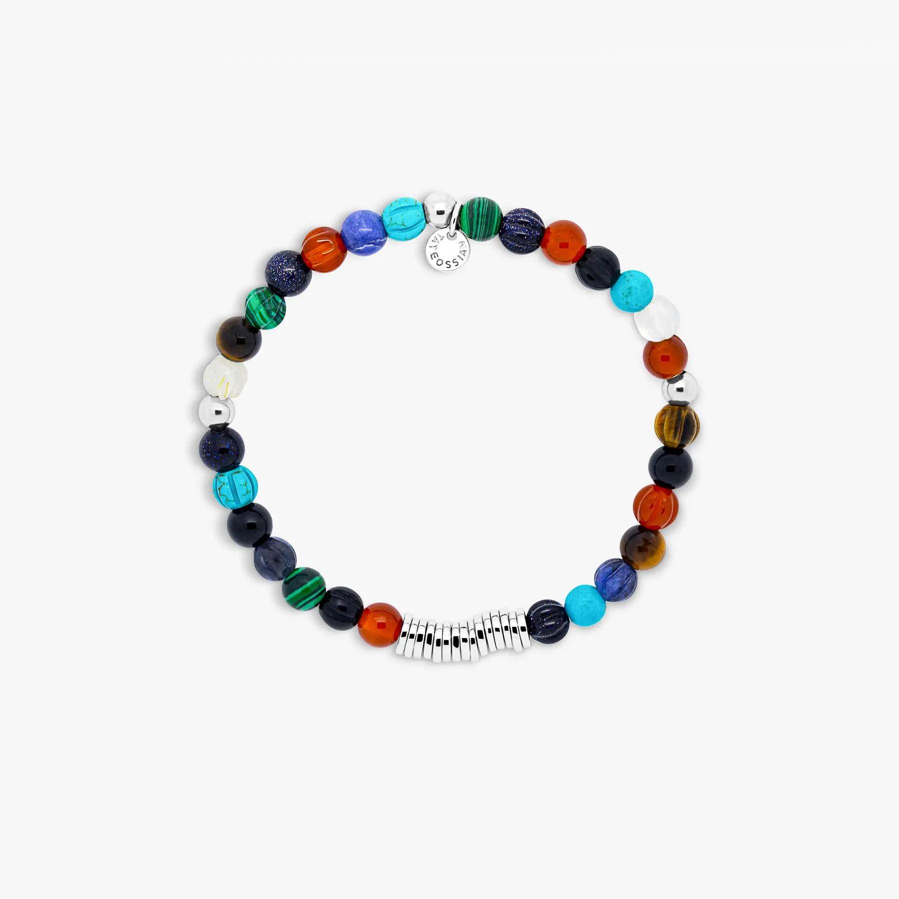 Classic Discs Beaded Bracelet in Rhodium Plated With Multi Colour Stones sold by Tateossian product image thumbnail 4