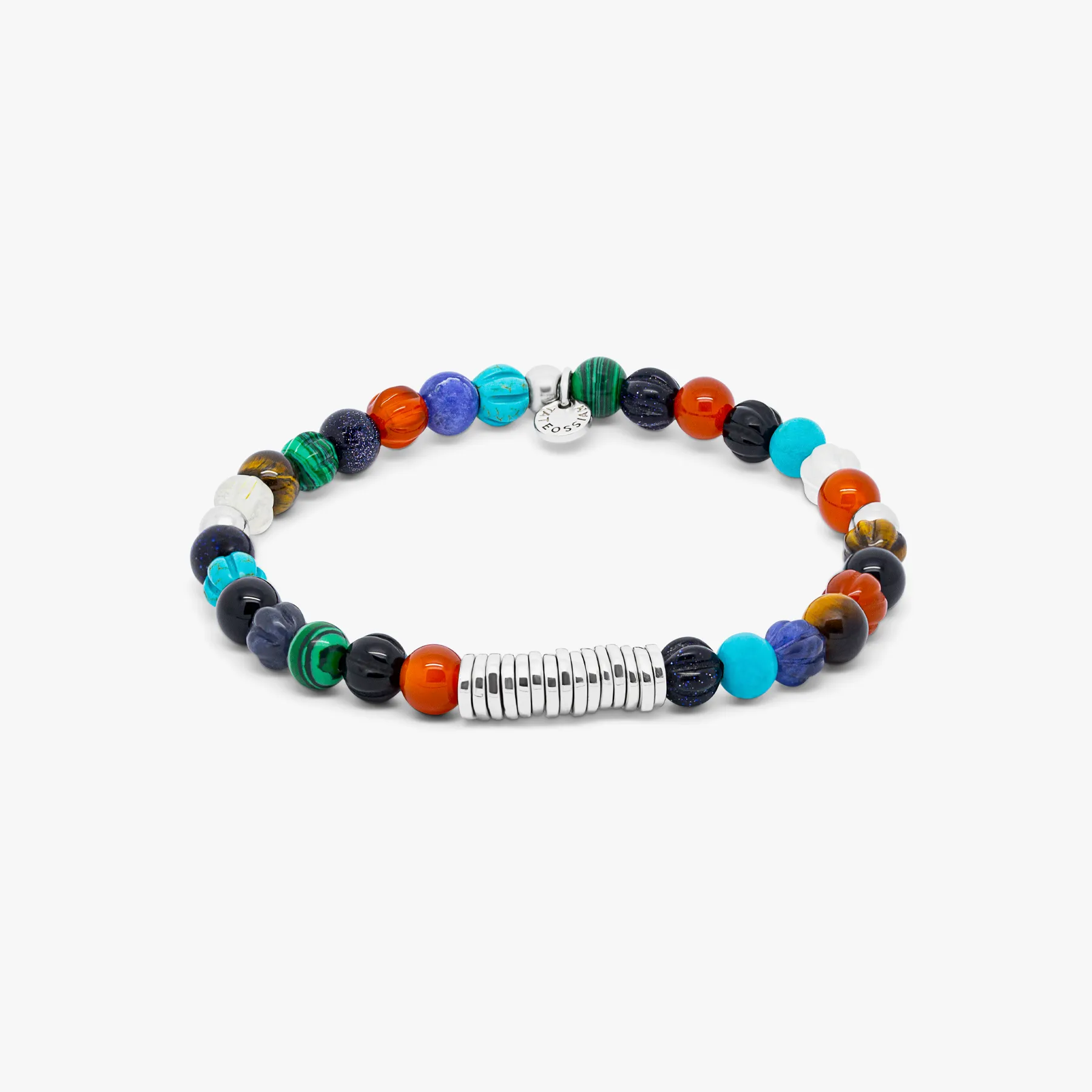 Classic Discs Beaded Bracelet in Rhodium Plated With Multi Colour Stones sold by Tateossian product image thumbnail 3