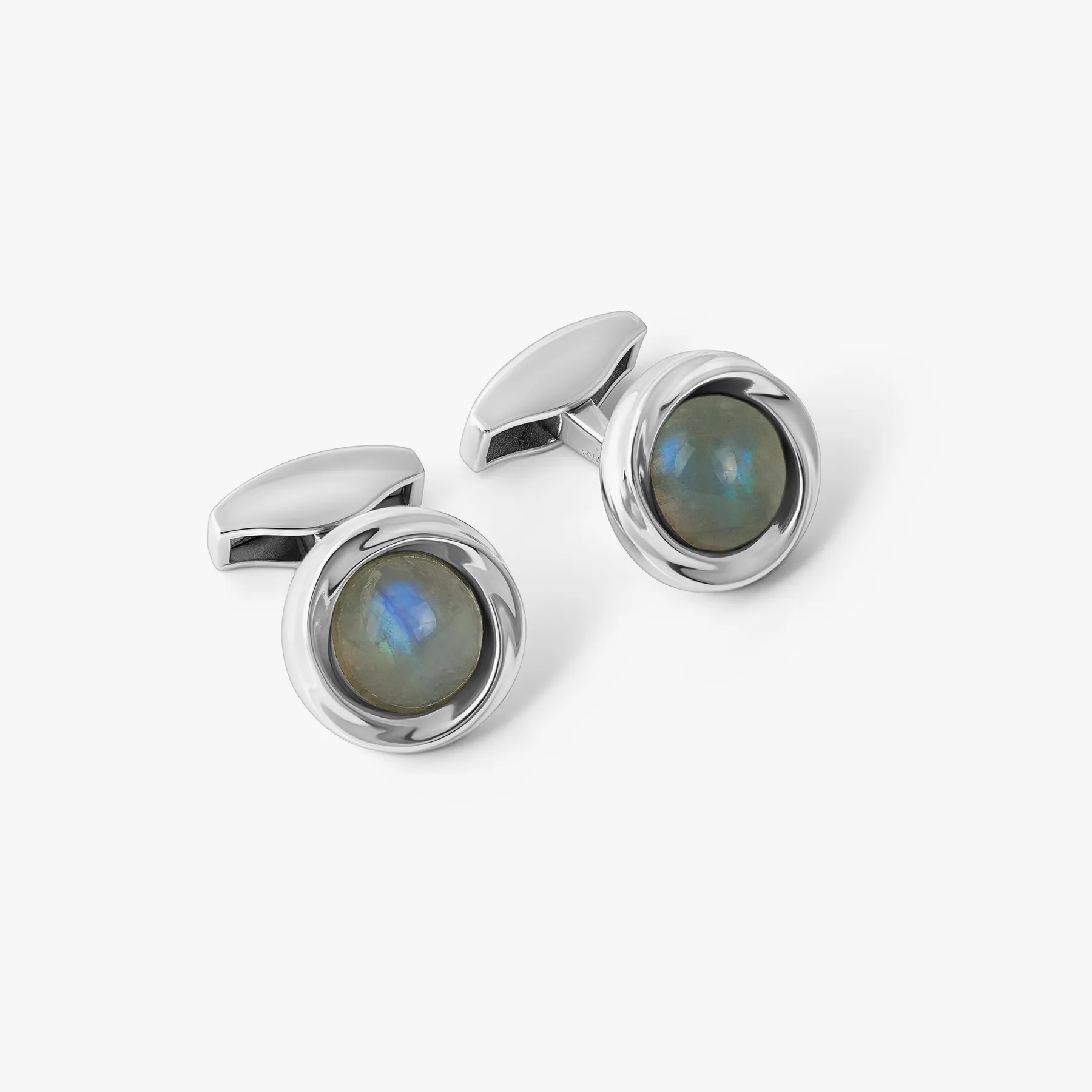 Mobius Semi Precious Cufflinks In Sterling Silver With Labradorite (Limited Edition) sold by Tateossian