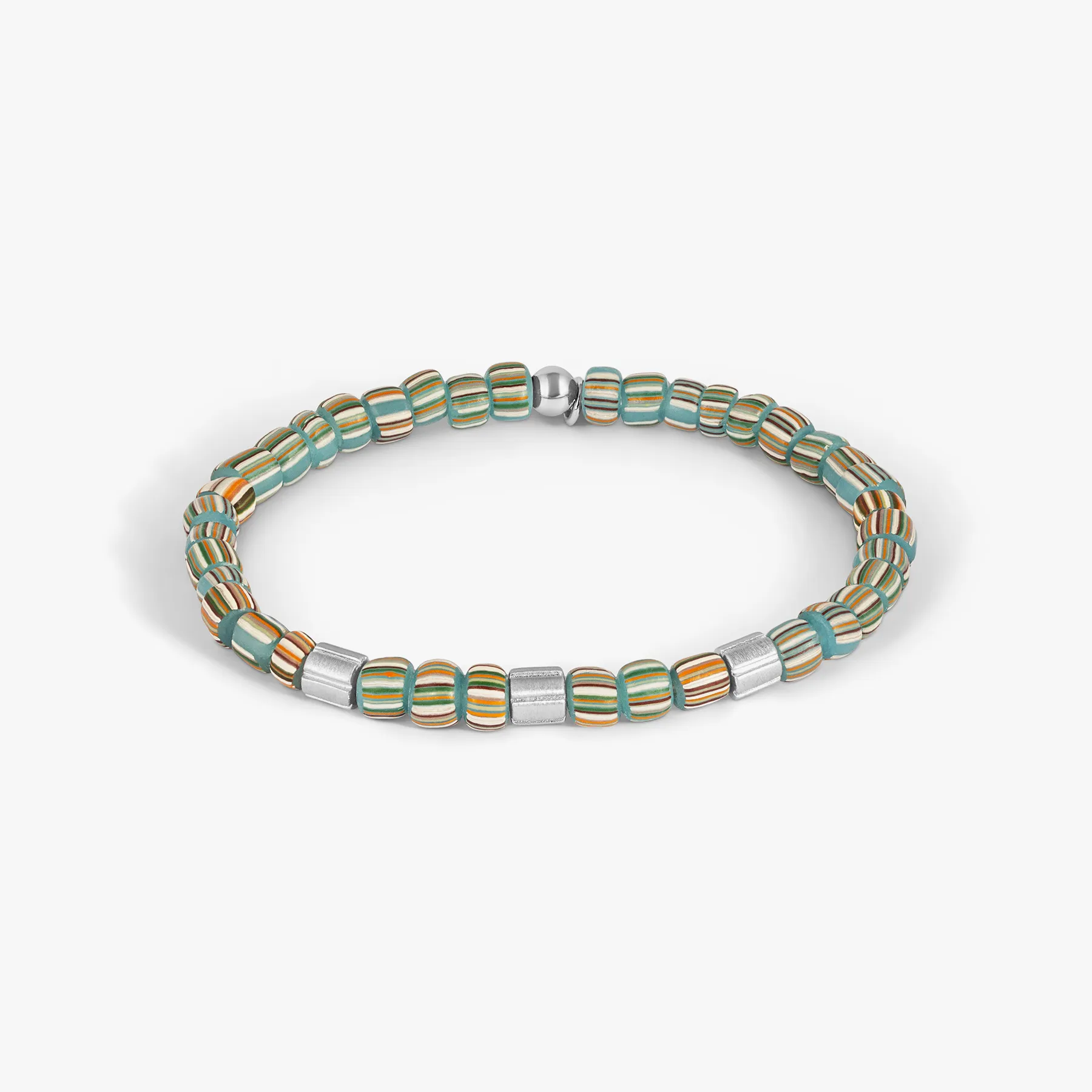 Mini Rigato Java Beaded Bracelet in Light Blue sold by Tateossian