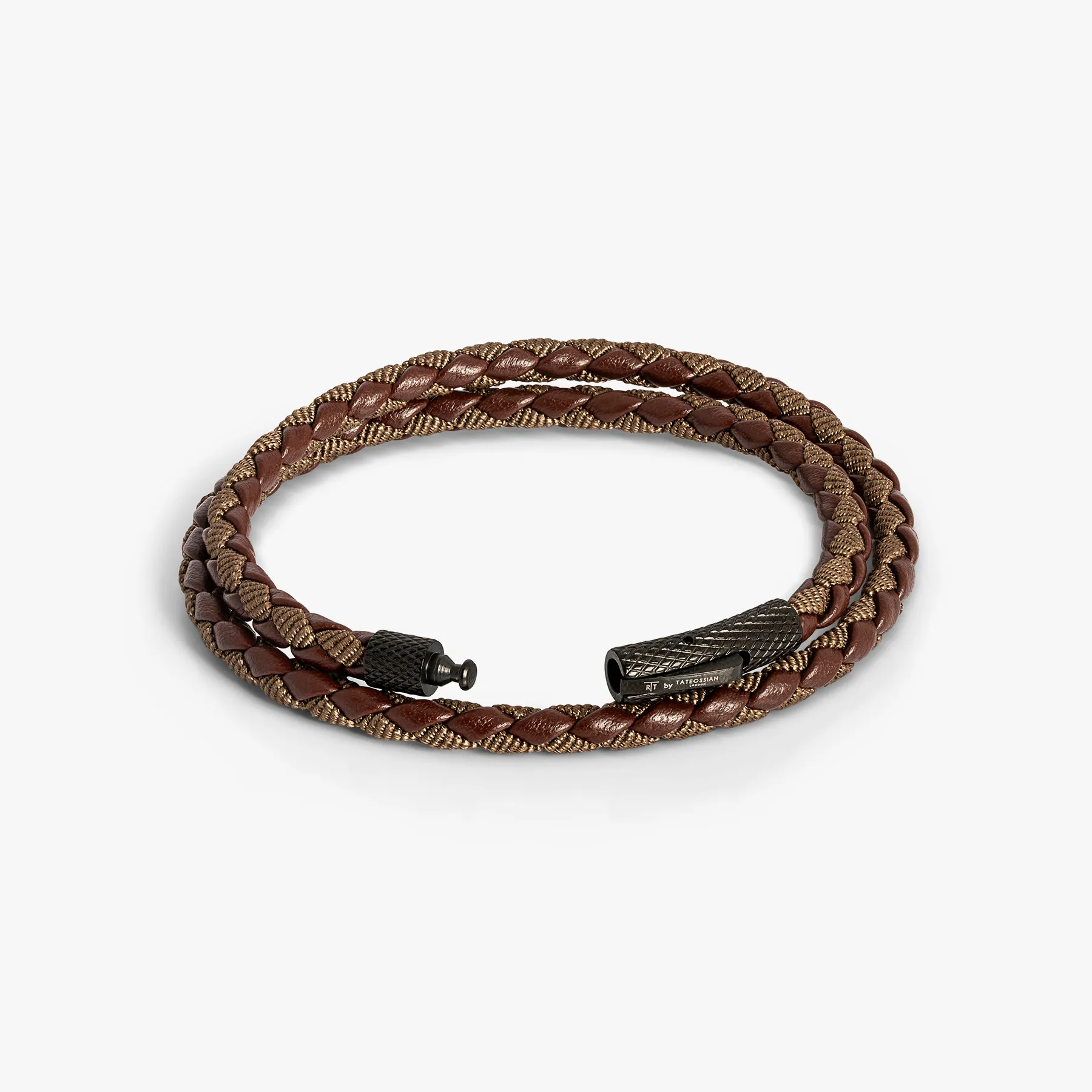 Chelsea Leather Bracelet In Brown With Stainless Steel Clasp sold by Tateossian product image thumbnail 3