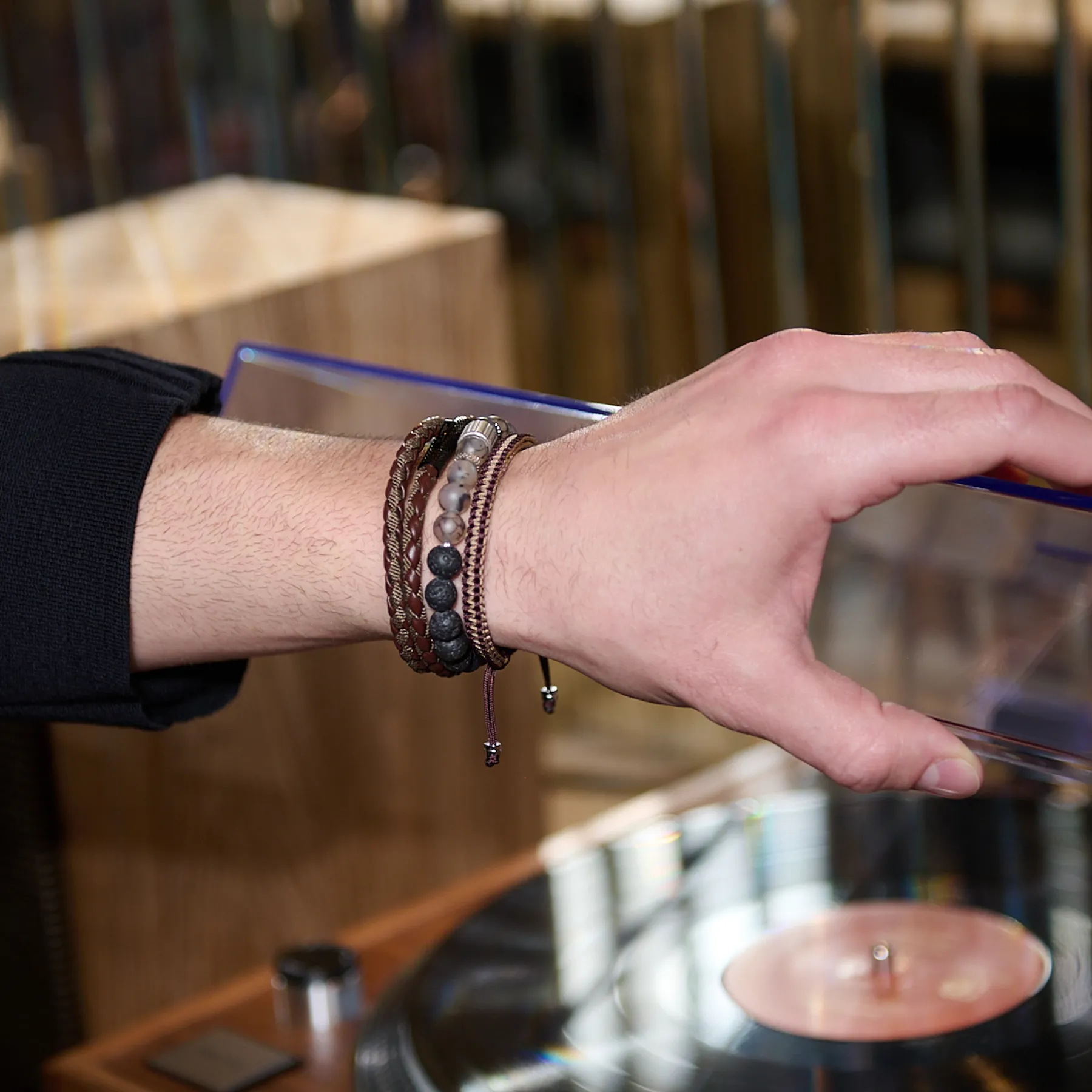 Chelsea Leather Bracelet In Brown With Stainless Steel Clasp sold by Tateossian product image thumbnail 4