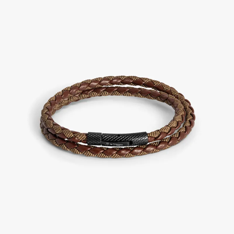 Chelsea Leather Bracelet In Brown With Stainless Steel Clasp made by Tateossian