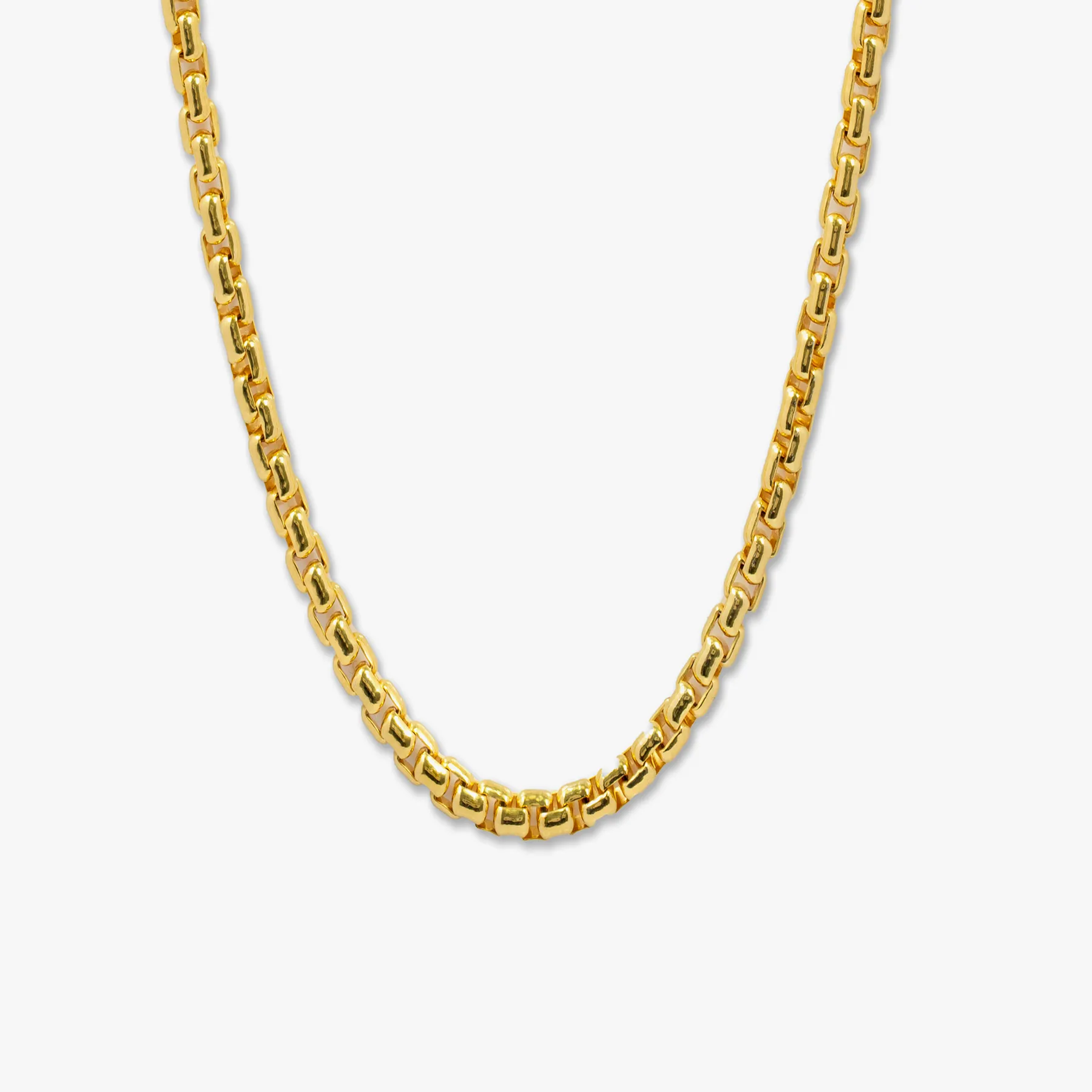 4mm Box Chain necklace in yellow gold plated sterling silver sold by Tateossian