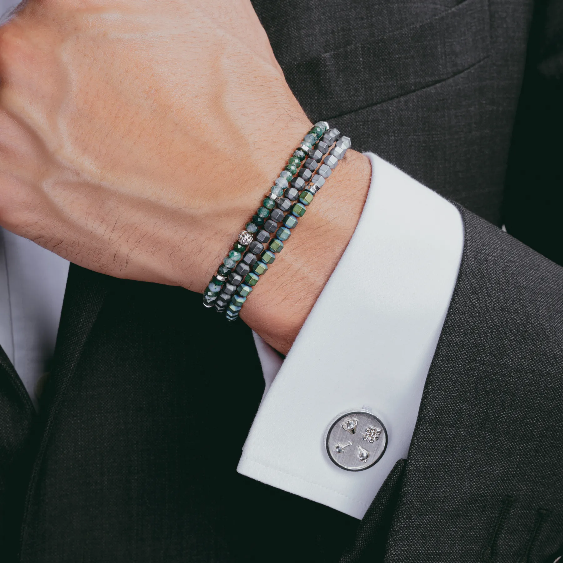 Silver Rhodium Plated Silver Auspicious Coin Cufflinks sold by Tateossian product image thumbnail 4