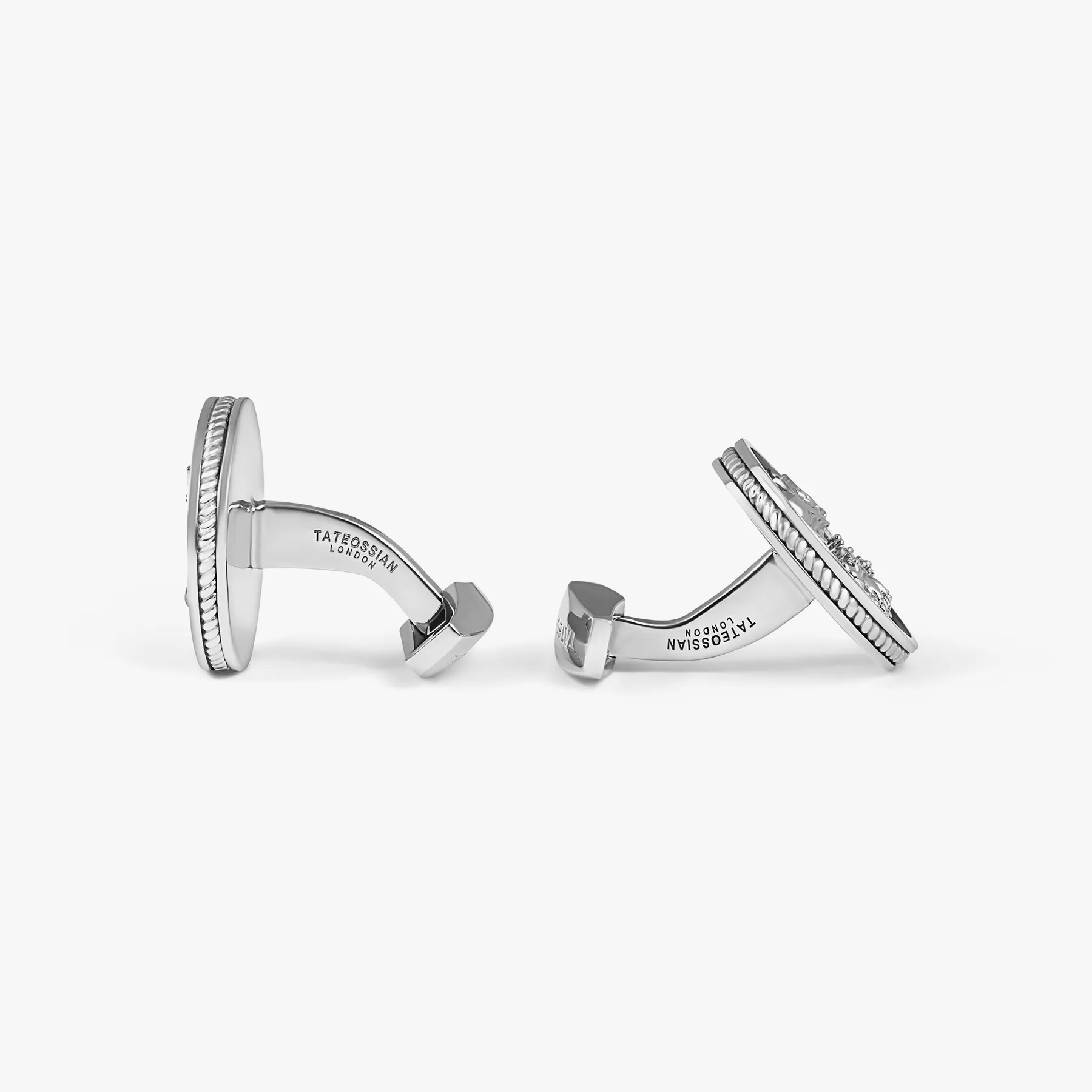 Silver Rhodium Plated Silver Auspicious Coin Cufflinks sold by Tateossian product image thumbnail 2