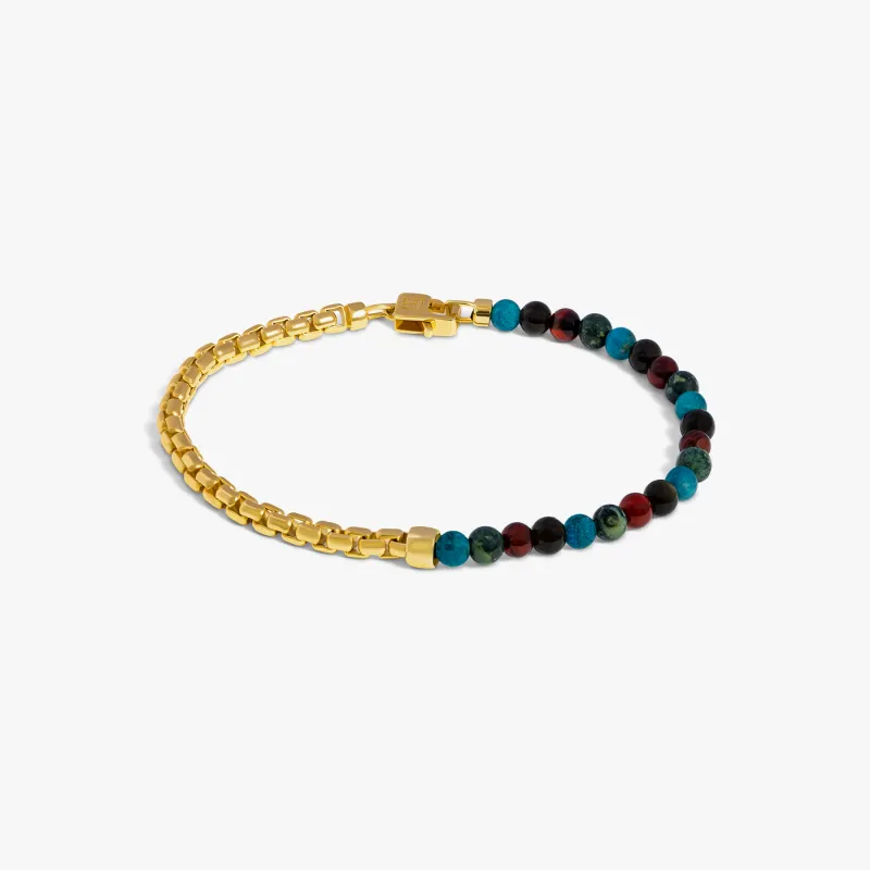 Sennit Beaded Box Chain Bracelet In Yellow Gold Plated made by Tateossian
