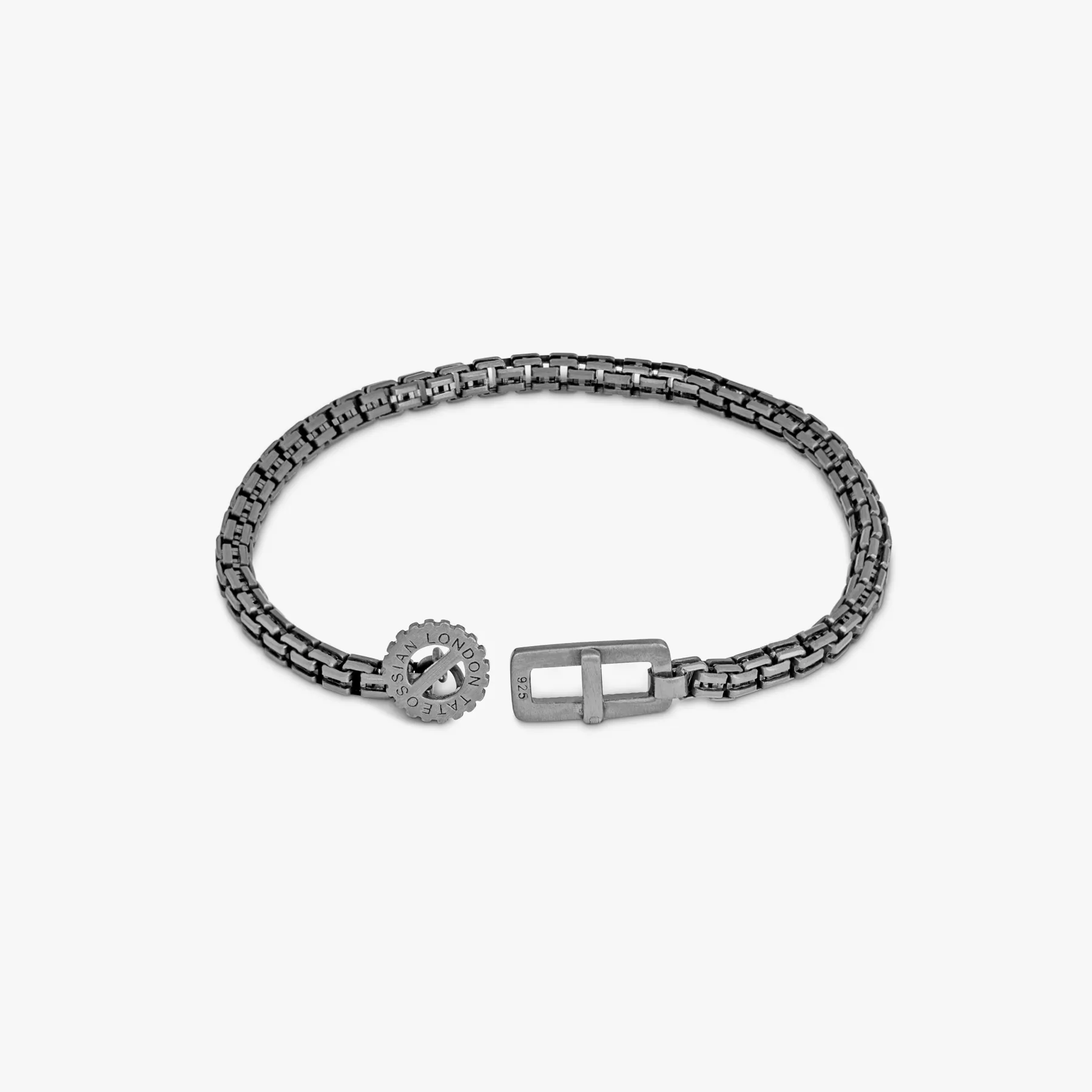Gear Venetian Chain bracelet in oxidised sterling silver sold by Tateossian product image thumbnail 4