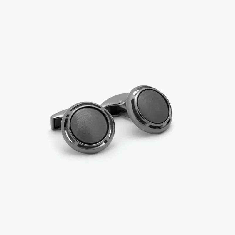 Art Deco cufflinks in black rhodium plated sterling silver made by Tateossian