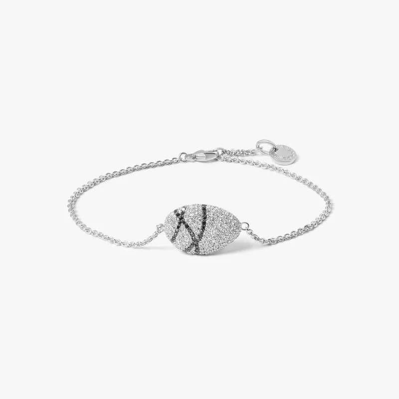 Pebble Bracelet In Sterling Silver With White and Black Diamonds made by Tateossian