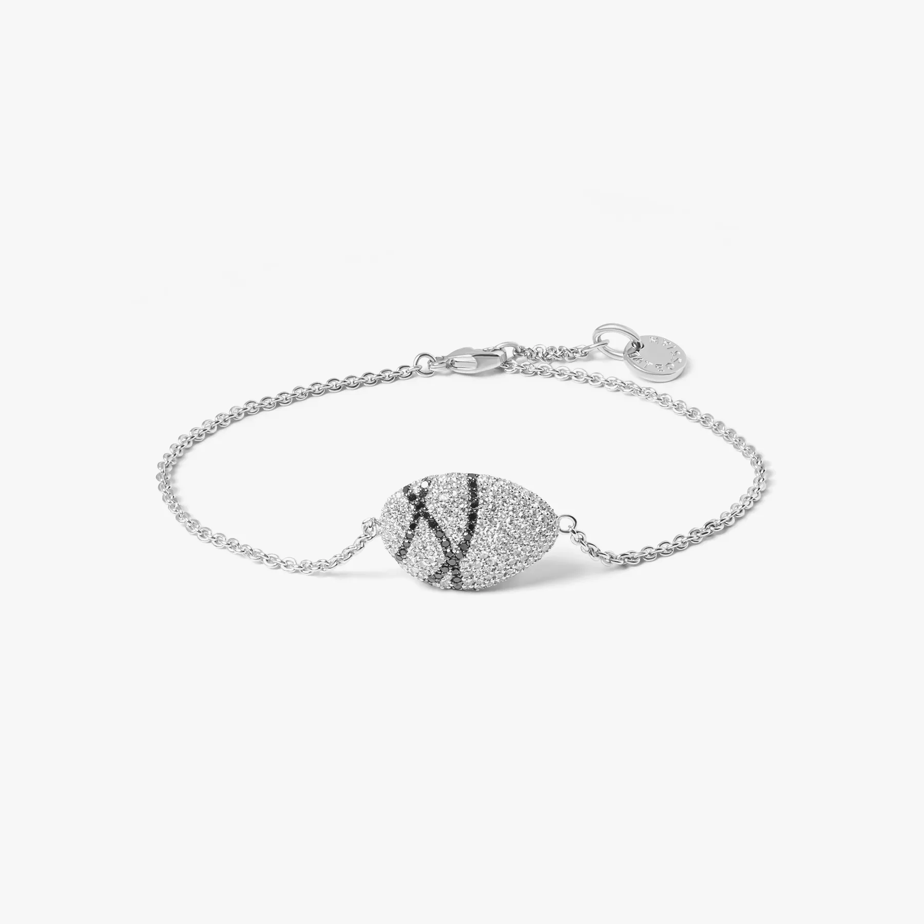 Pebble Bracelet In Sterling Silver With White and Black Diamonds sold by Tateossian