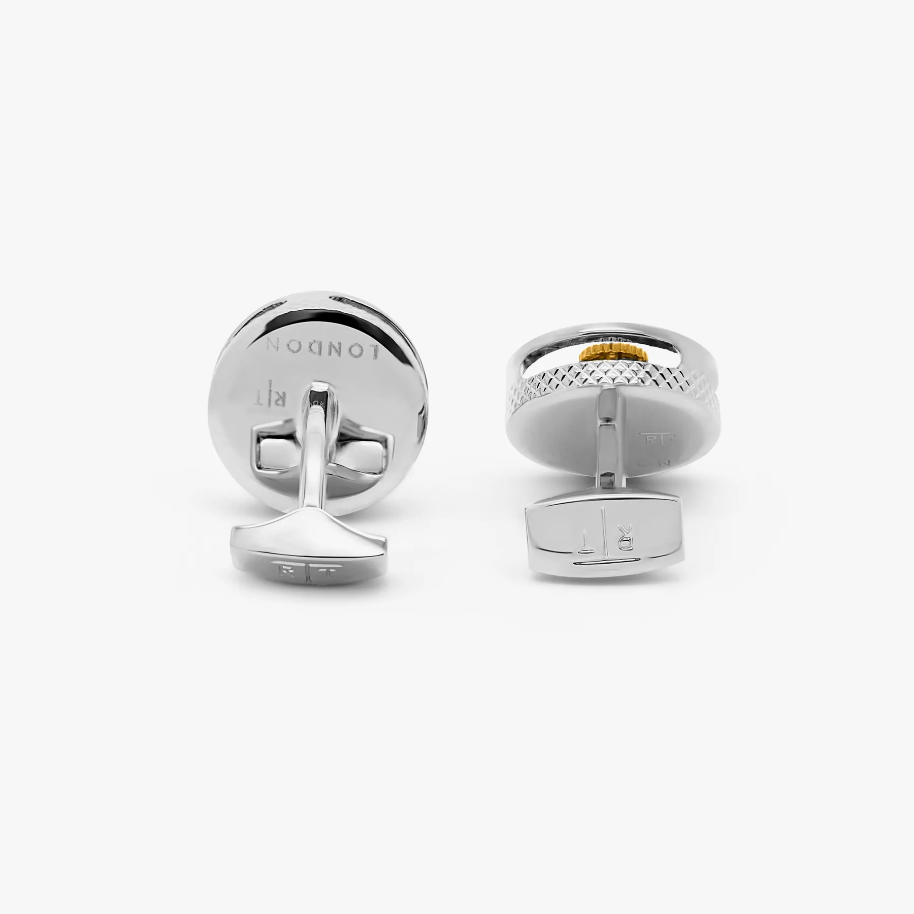 Round Carbon Gear Cufflinks in Palladium Plated sold by Tateossian product image thumbnail 3