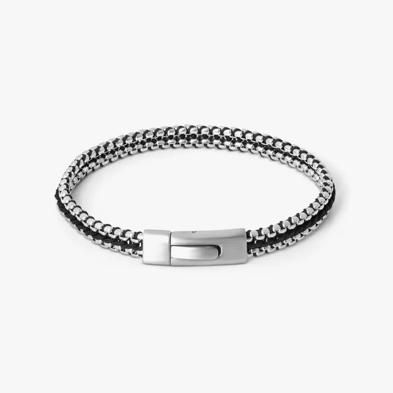 Tris Button Bracelet In Black made by Tateossian