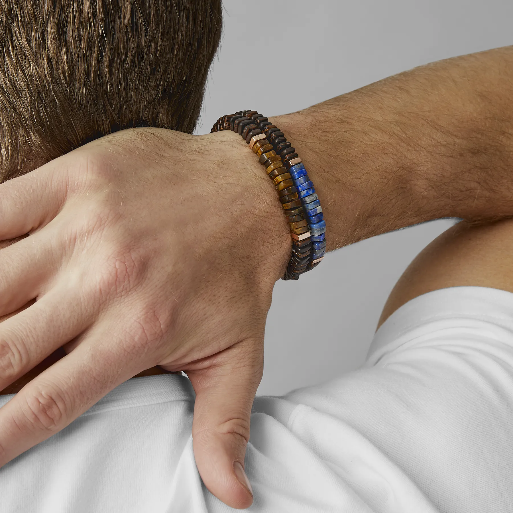 Legno bracelet in lapis, palm and ebony wood with rose gold plated sterling silver sold by Tateossian product image thumbnail 5