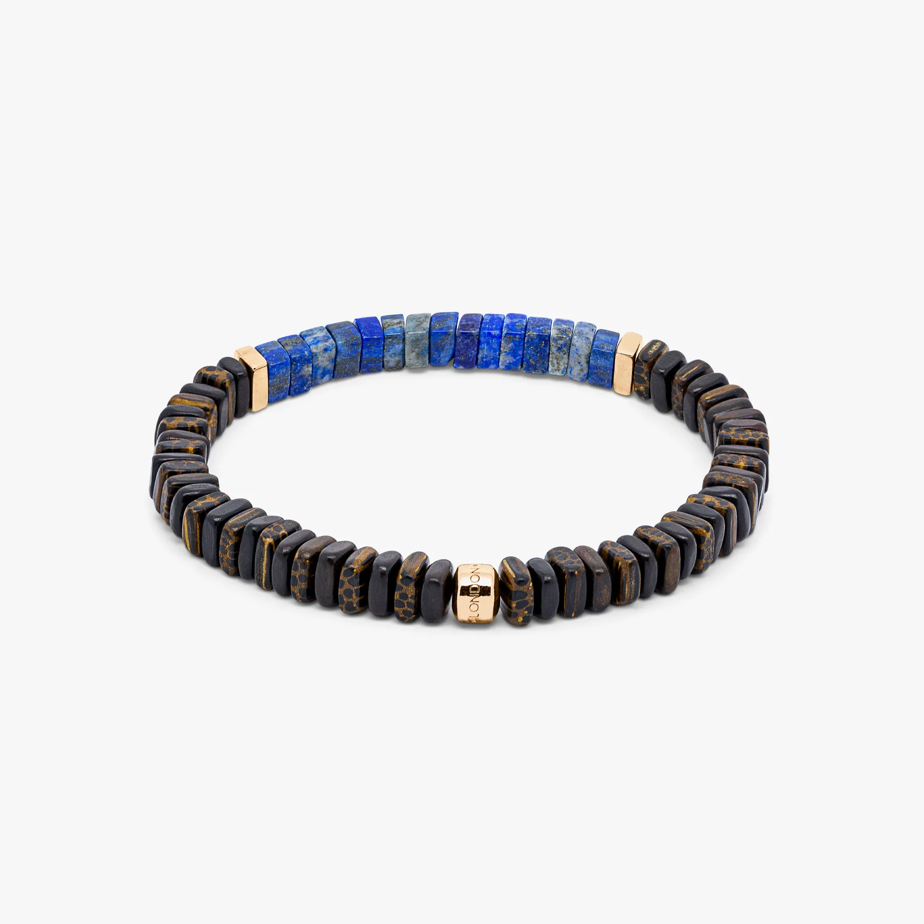 Legno bracelet in lapis, palm and ebony wood with rose gold plated sterling silver sold by Tateossian product image thumbnail 3