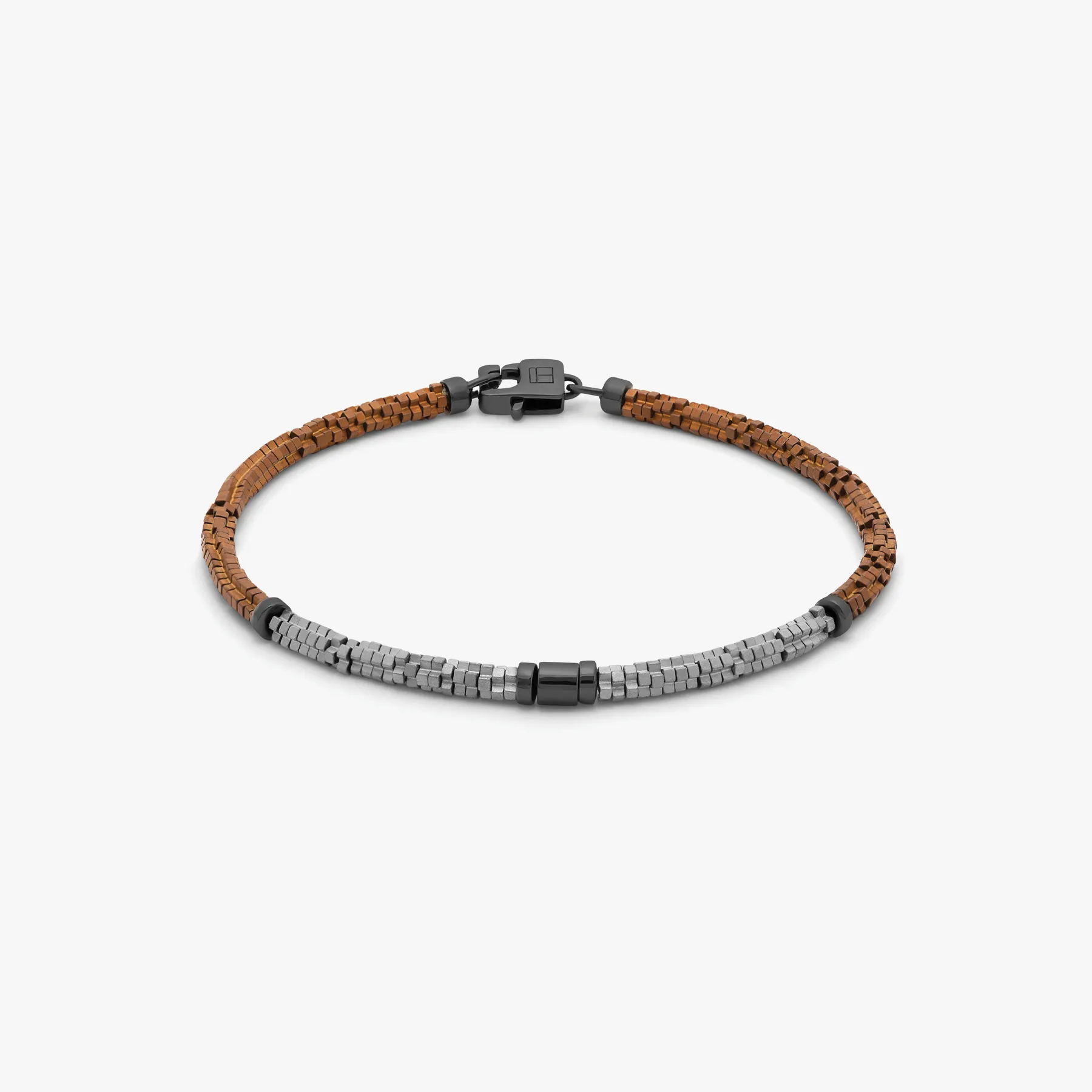 Croce Bamboo bracelet in bronze and silver hematite with sterling silver sold by Tateossian product image thumbnail 3