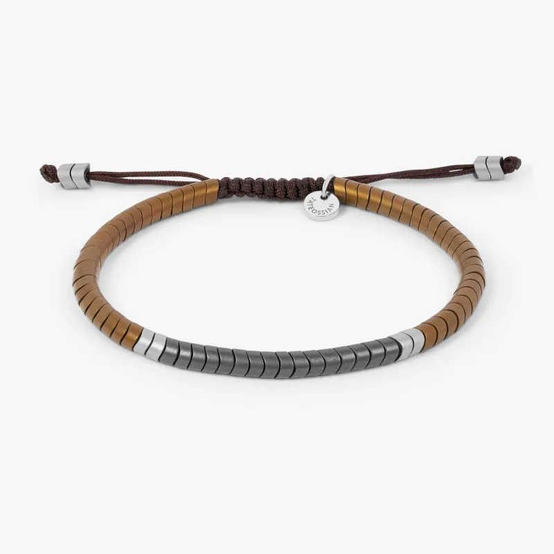 Ghana bracelet in macrame with brown hematite made by Tateossian