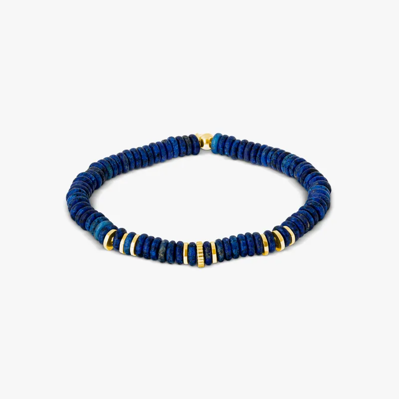 Positano Beaded Bracelet In Yellow Gold & Lapis made by Tateossian