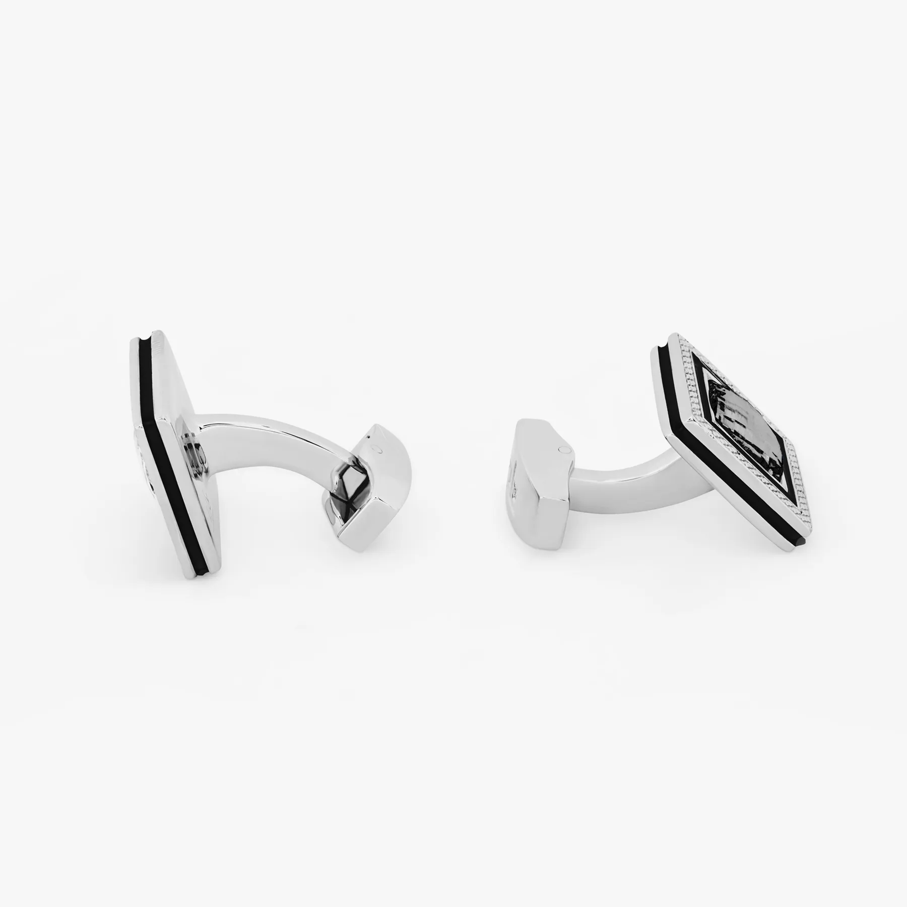Grey Rhodium Plated Swarovski Quadrato Cufflinks sold by Tateossian product image thumbnail 2