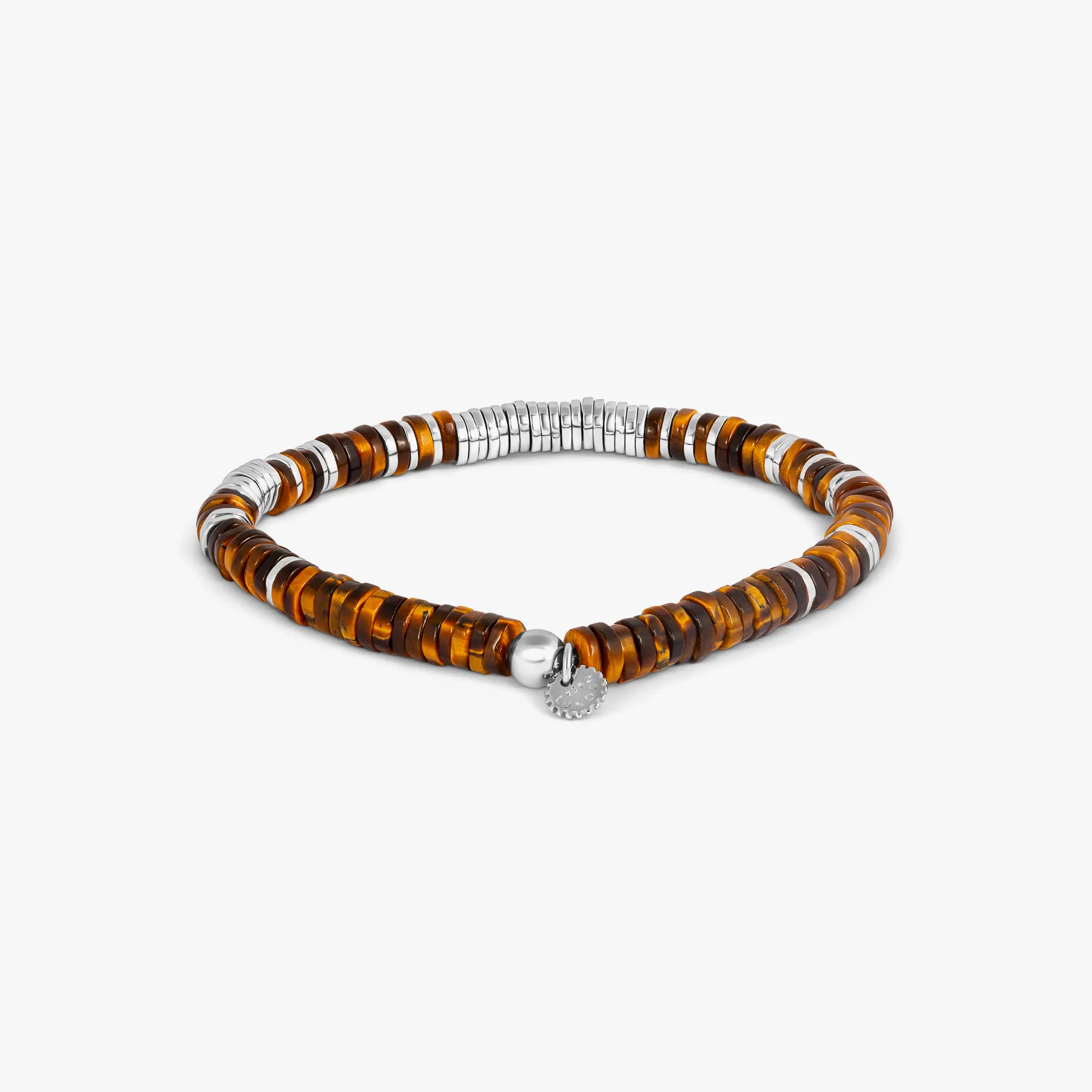 Constellation Beaded Bracelet in Rhodium Plated Sterling Silver with Tiger Eye sold by Tateossian product image thumbnail 3