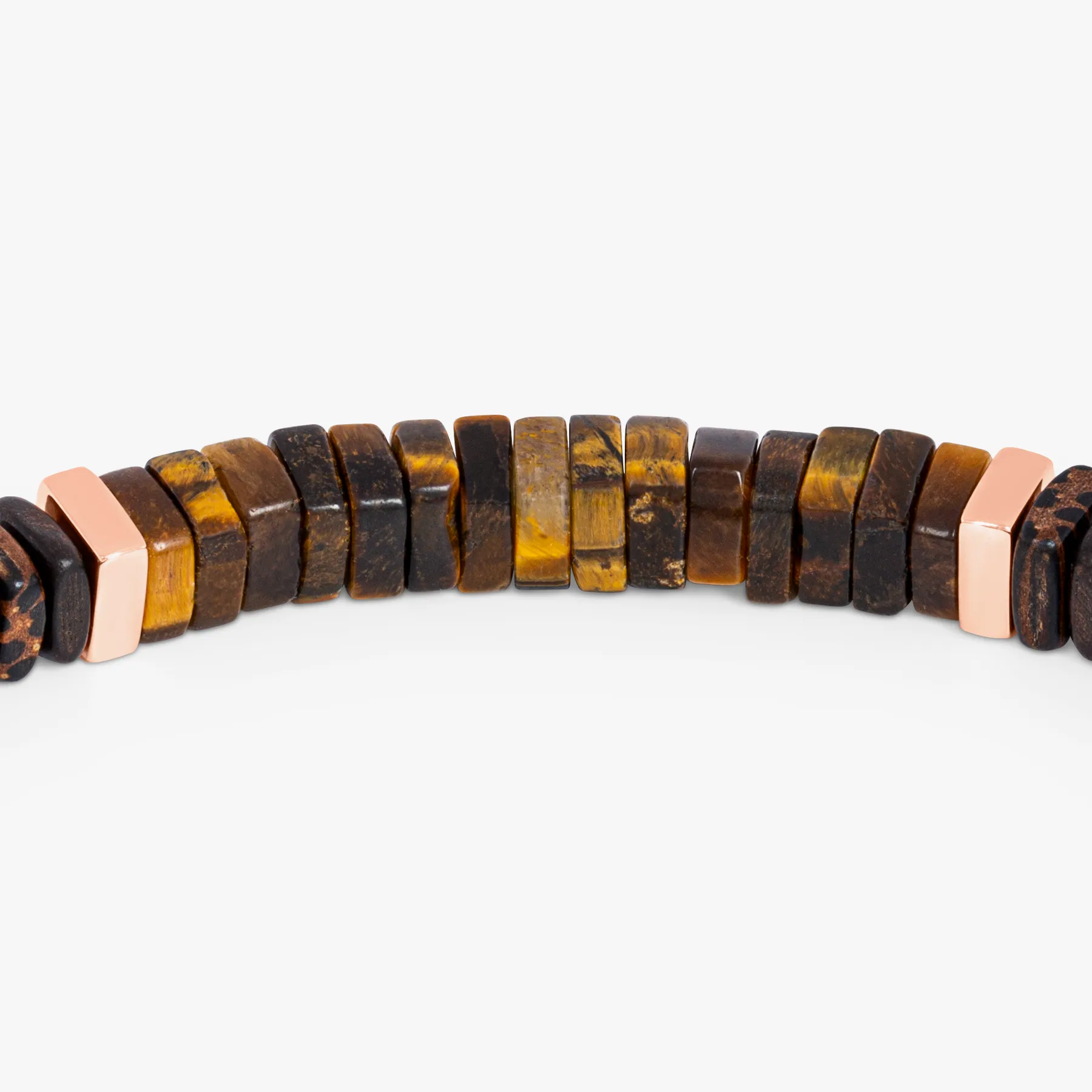 Legno bracelet in tiger eye, palm and ebony wood with rose gold plated sterling silver sold by Tateossian product image thumbnail 4