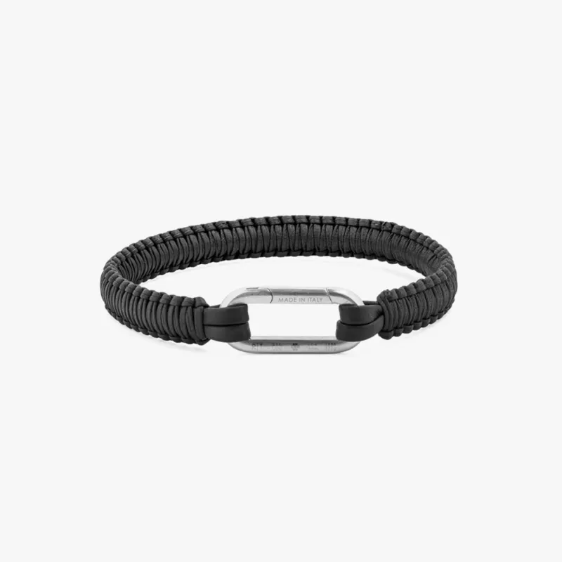 Macramé Pelle Clip Bracelet in Black made by Tateossian