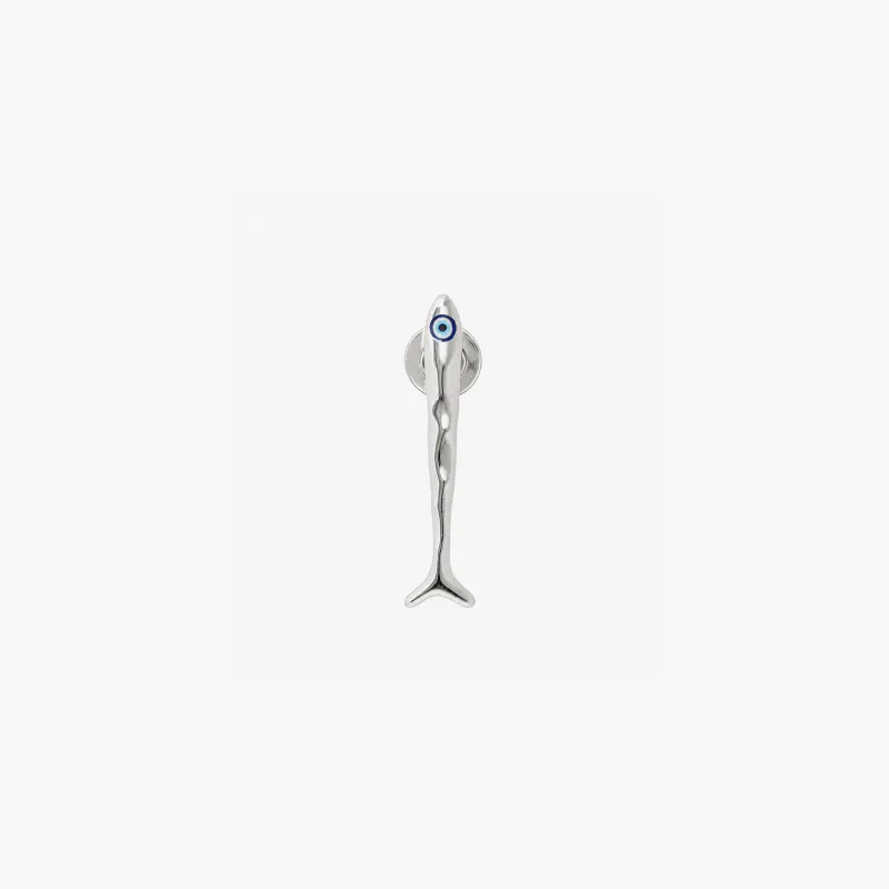 Feng Shui Fish Brooch Pin in Rhodium-Plated Sterling Silver made by Tateossian