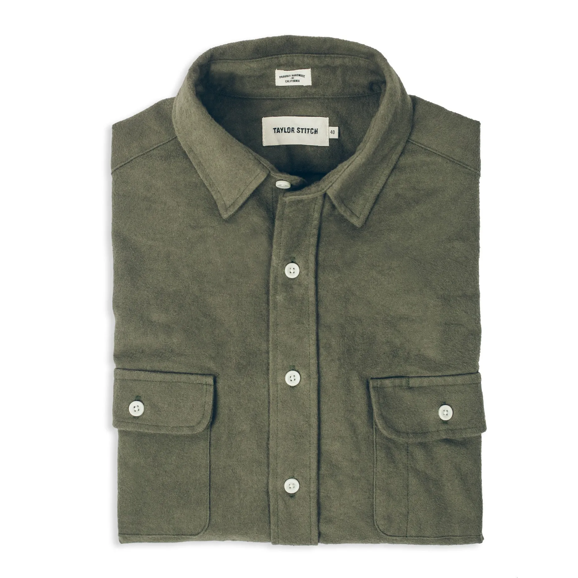 The Yosemite Shirt in Olive Drab sold by Taylor Stitch