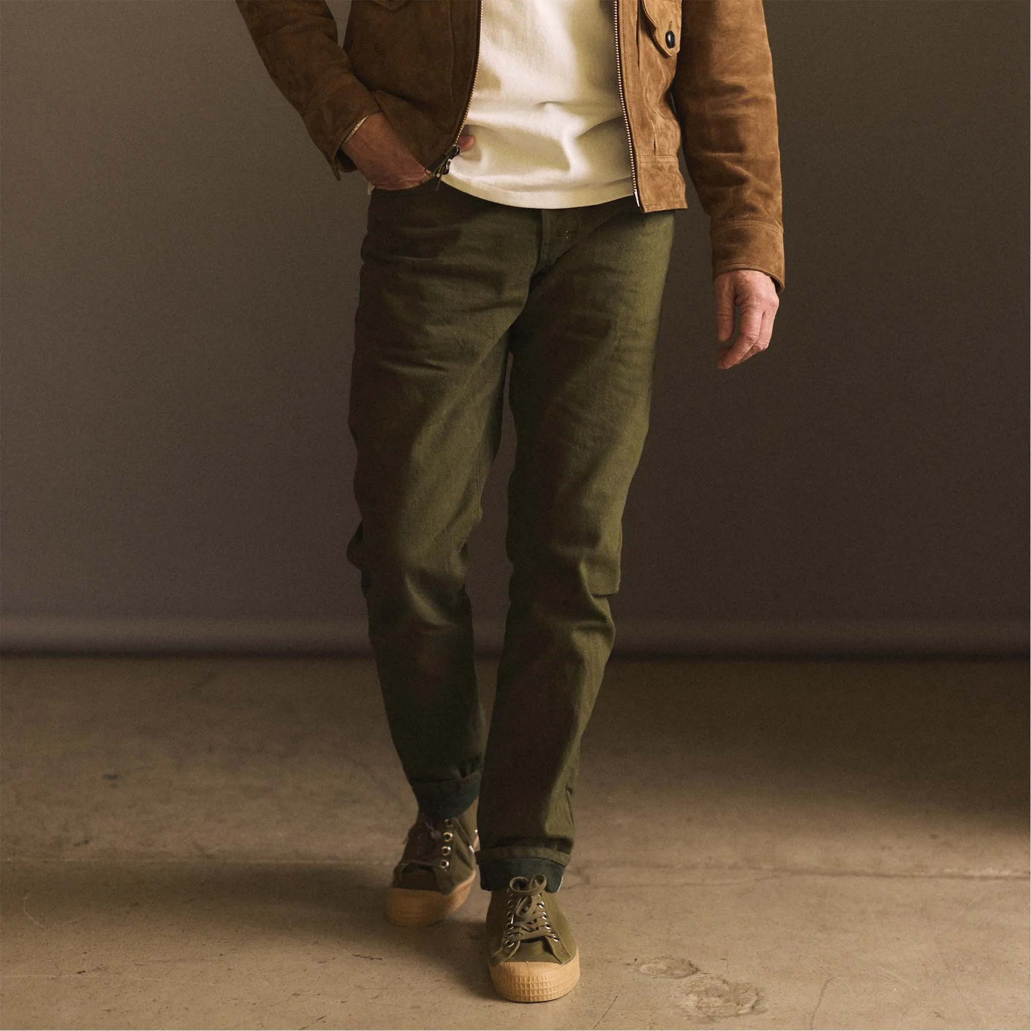 The Democratic Jean in Olive Nihon Menpu Selvage sold by Taylor Stitch product image thumbnail 3