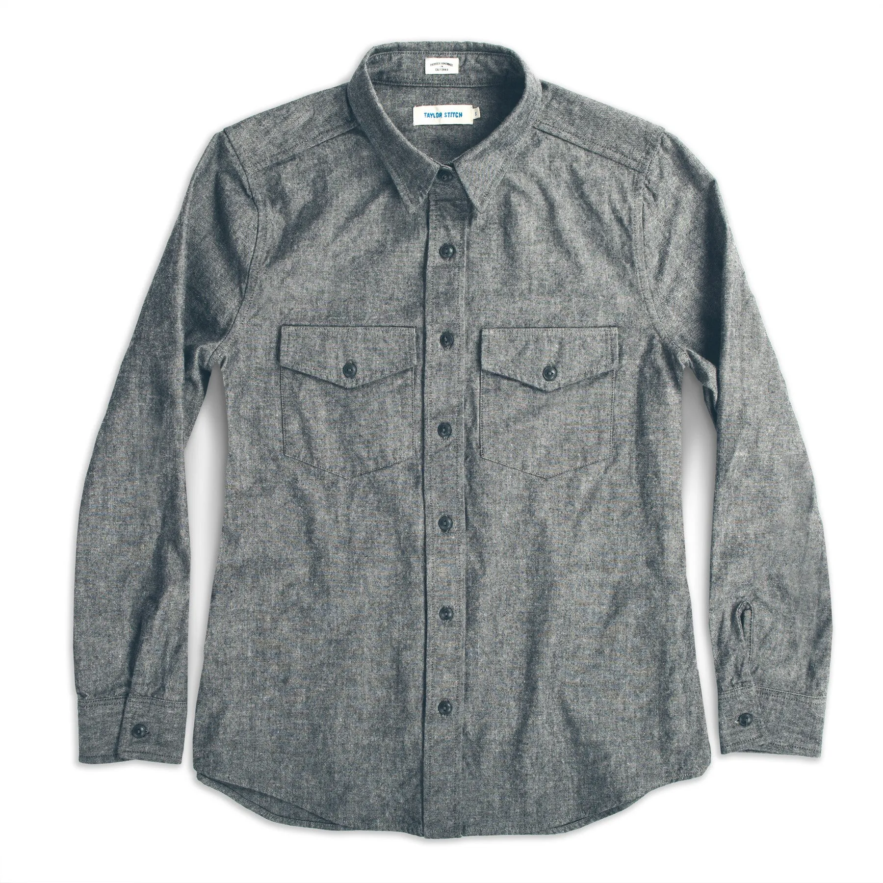The Studio Shirt in Charcoal Everyday Chambray sold by Taylor Stitch
