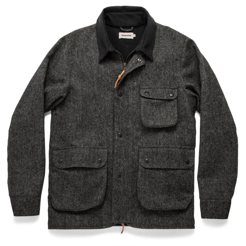 The Rover Jacket in Charcoal Birdseye Waxed Wool sold by Taylor Stitch