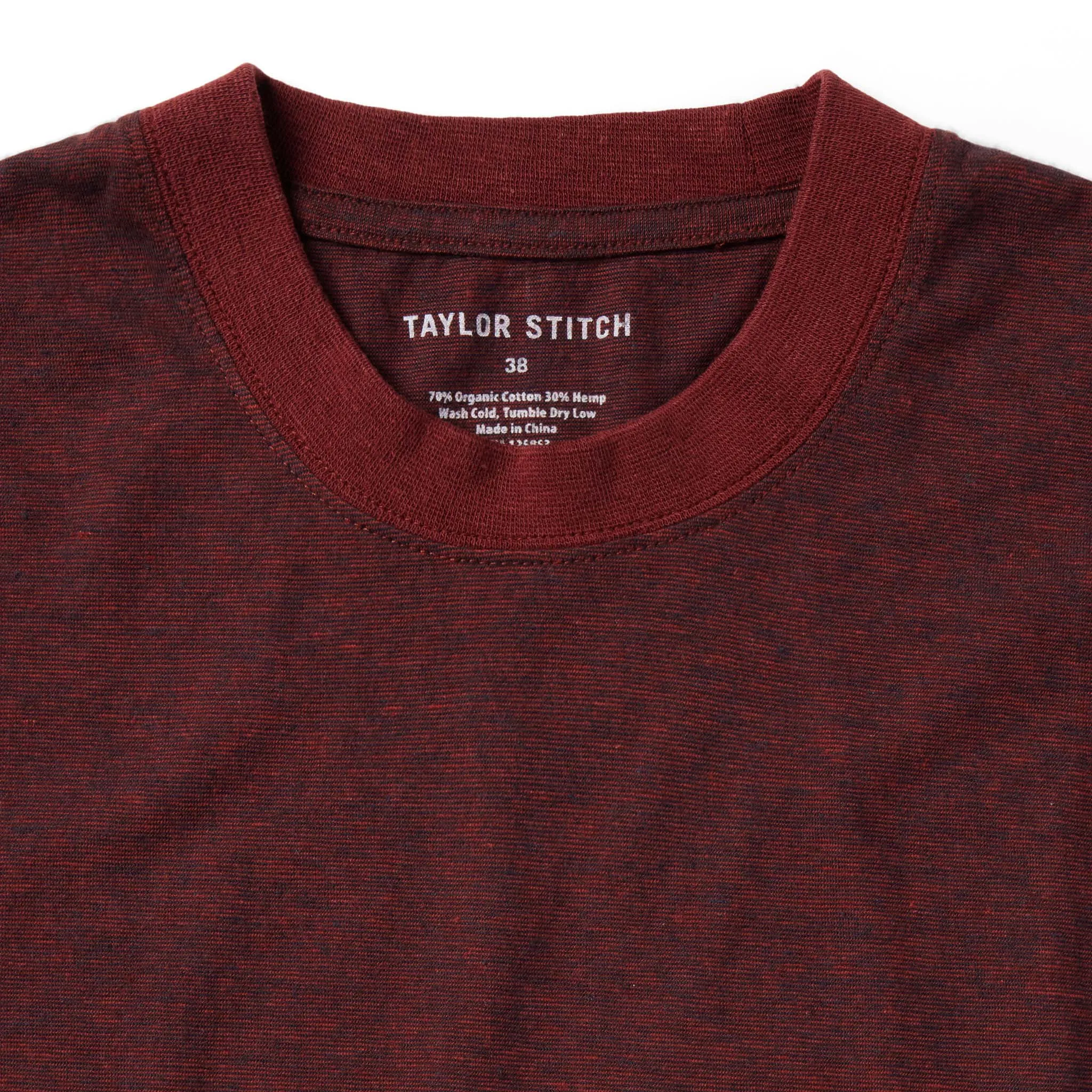 The Cotton Hemp Tee in Rust and Navy Stripe sold by Taylor Stitch product image thumbnail 5