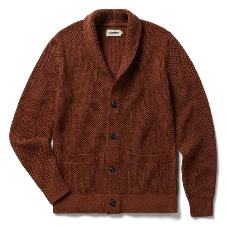 The Crawford Sweater in Rust sold by Taylor Stitch