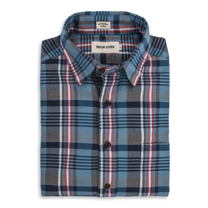 The California in Navy Madras sold by Taylor Stitch