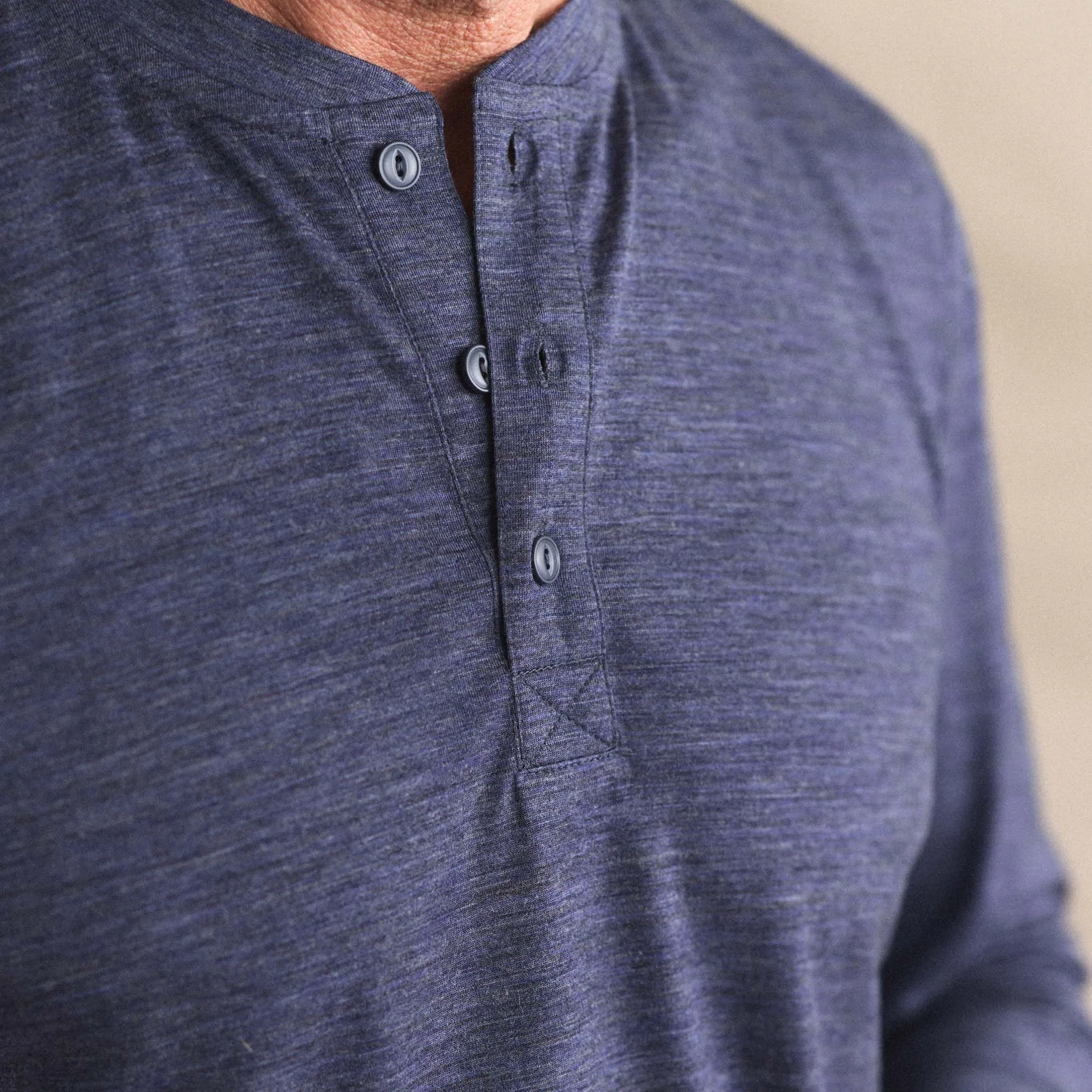 The Merino Henley in Heather Navy sold by Taylor Stitch product image thumbnail 4
