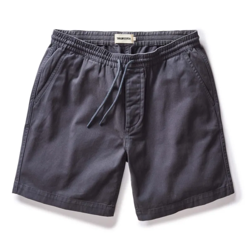 The Apres Short in Organic Dark Blue Foundation Twill sold by Taylor Stitch