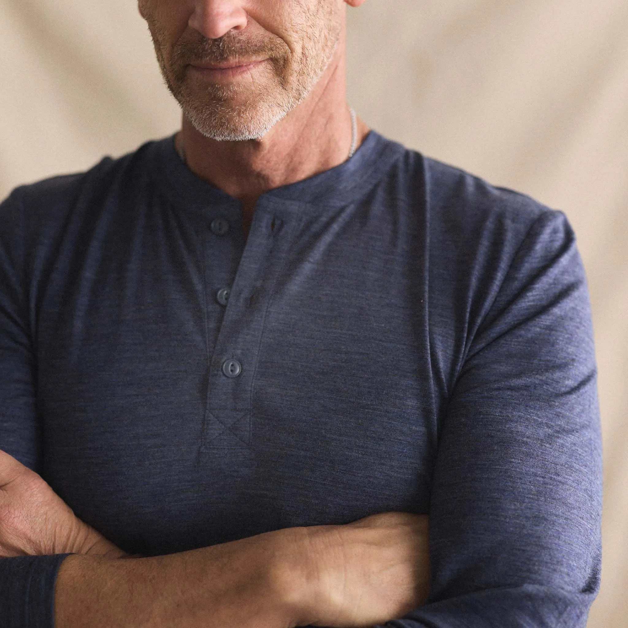 The Merino Henley in Heather Navy sold by Taylor Stitch product image thumbnail 3