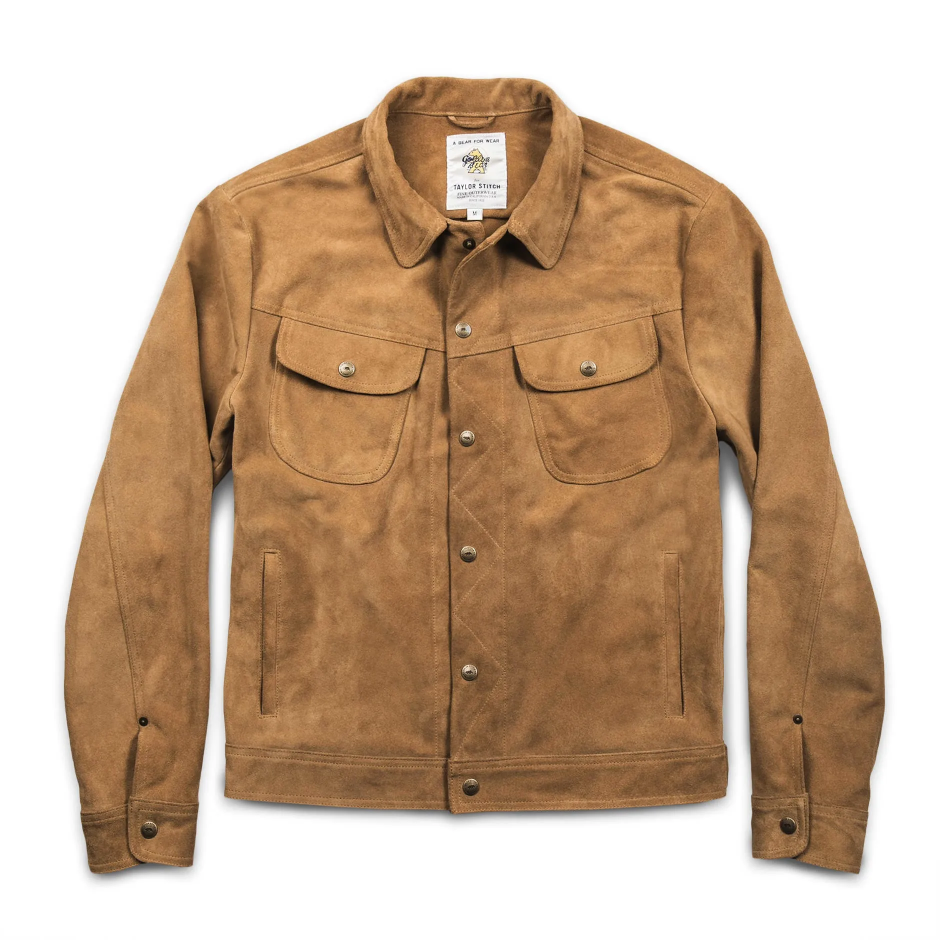 The Long Haul Jacket in Sand Weatherproof Suede sold by Taylor Stitch