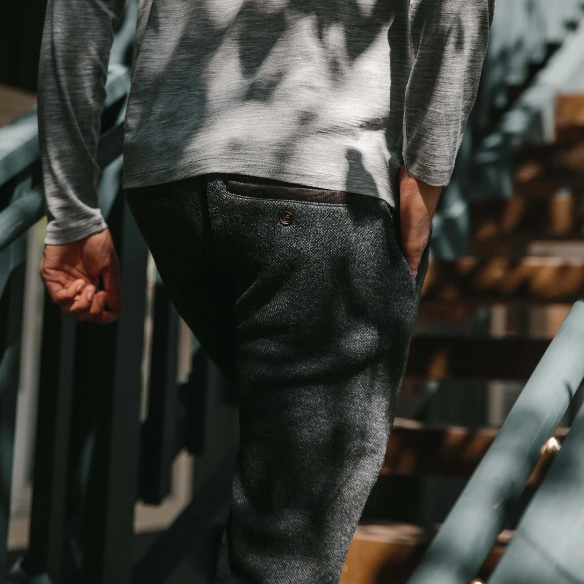 The Weekend Pant in Charcoal Herringbone Wool sold by Taylor Stitch product image thumbnail 4