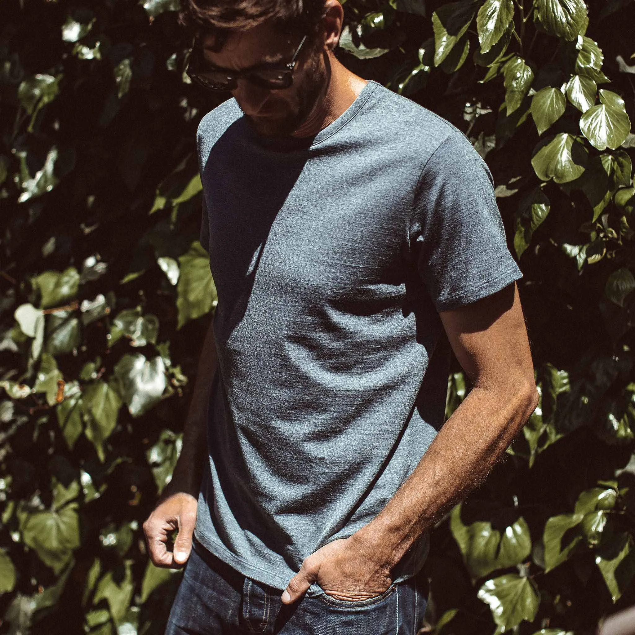 The Antoni Tee in Heather Blue sold by Taylor Stitch product image thumbnail 4