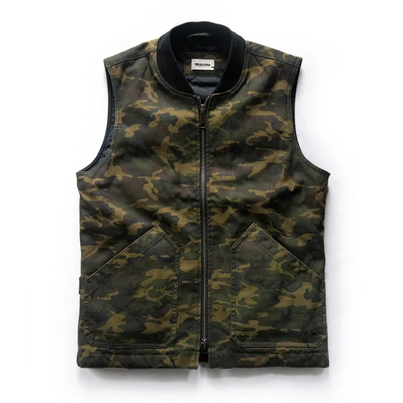 The Workhorse Vest in Camo Boss Duck sold by Taylor Stitch