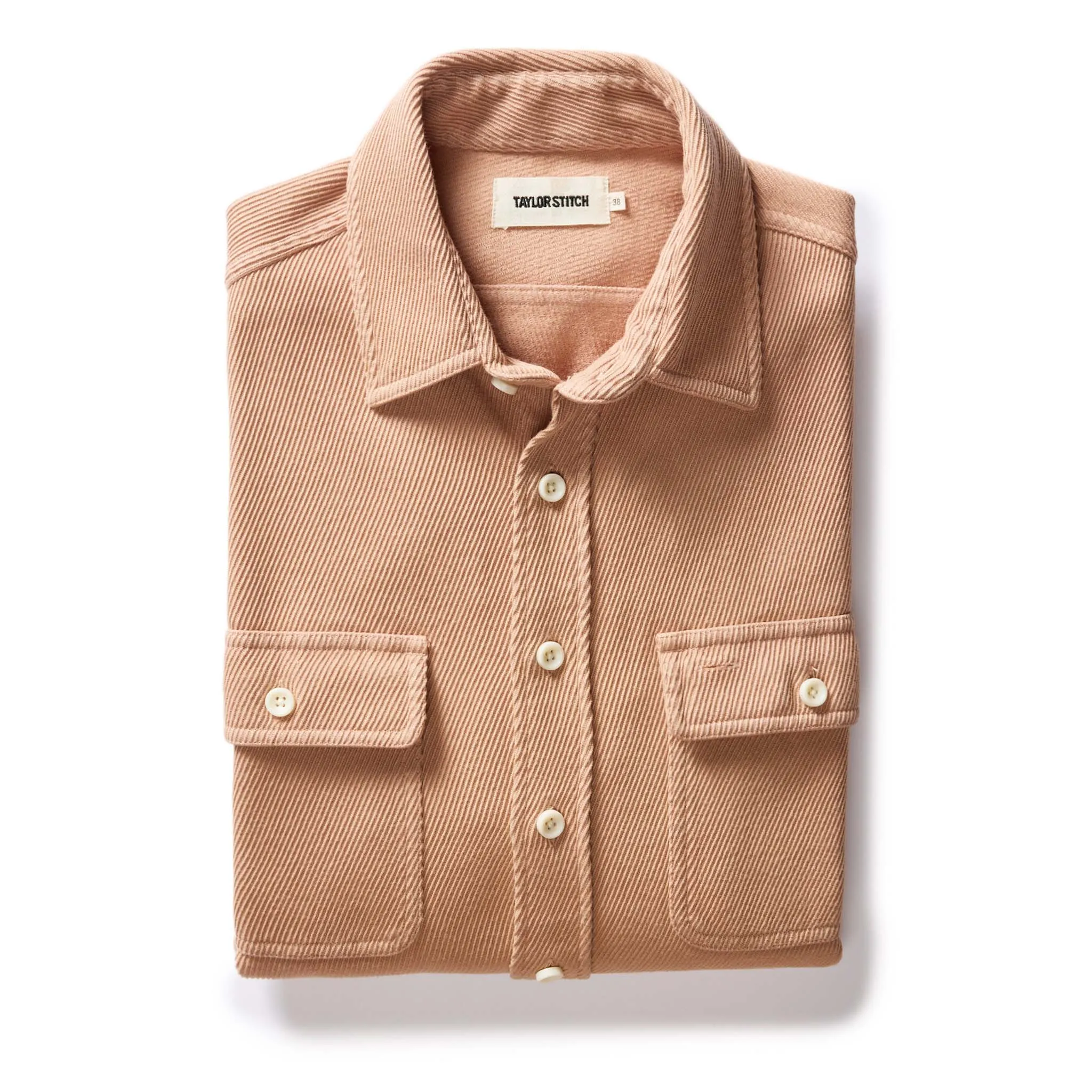 The Ledge Shirt in Dusty Coral Twill sold by Taylor Stitch