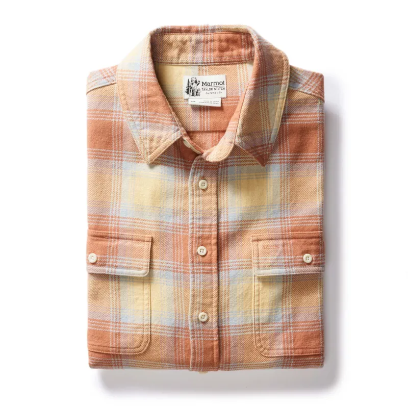 The Ledge Shirt in Sunrise Plaid sold by Taylor Stitch