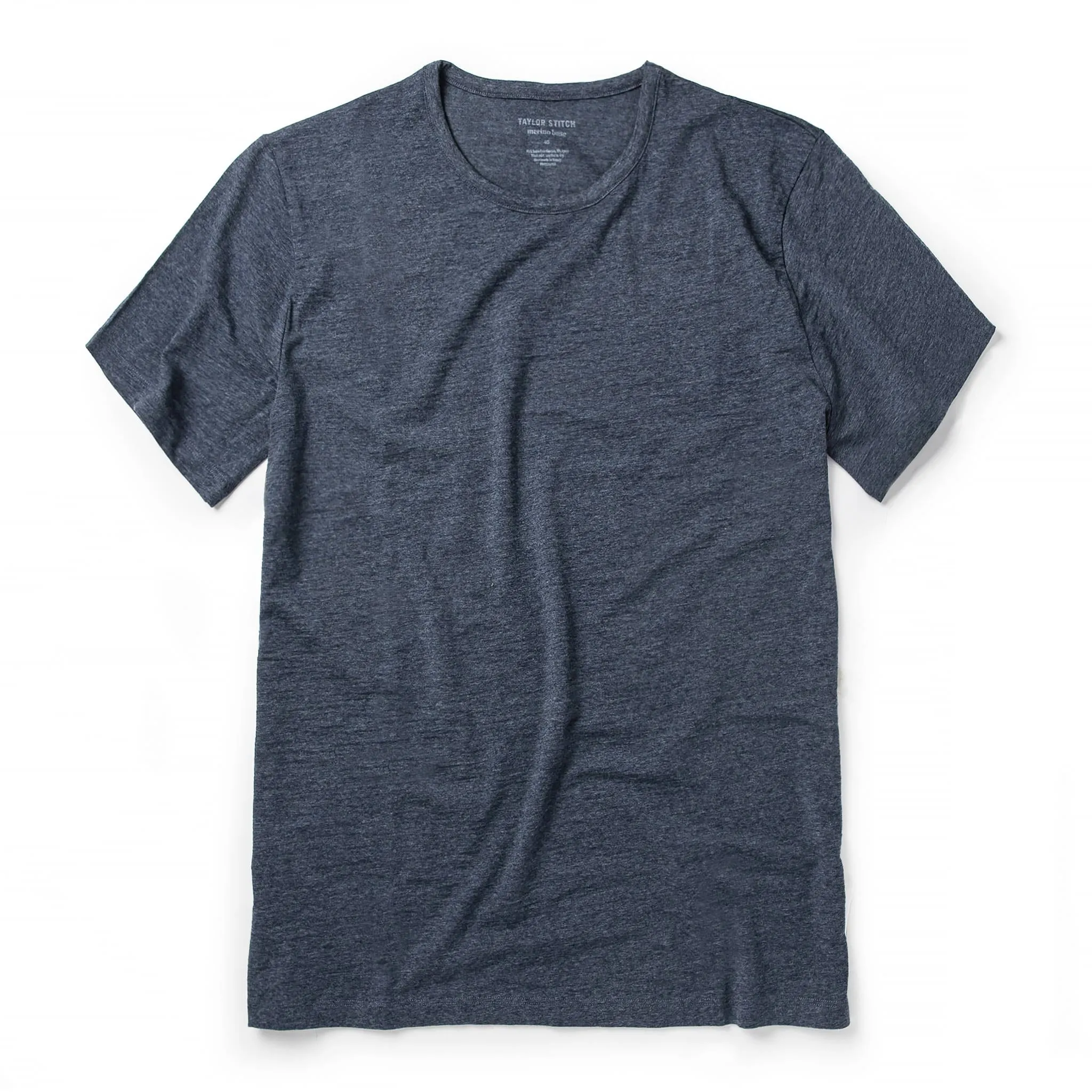 The Merino Tee in Heather Navy sold by Taylor Stitch