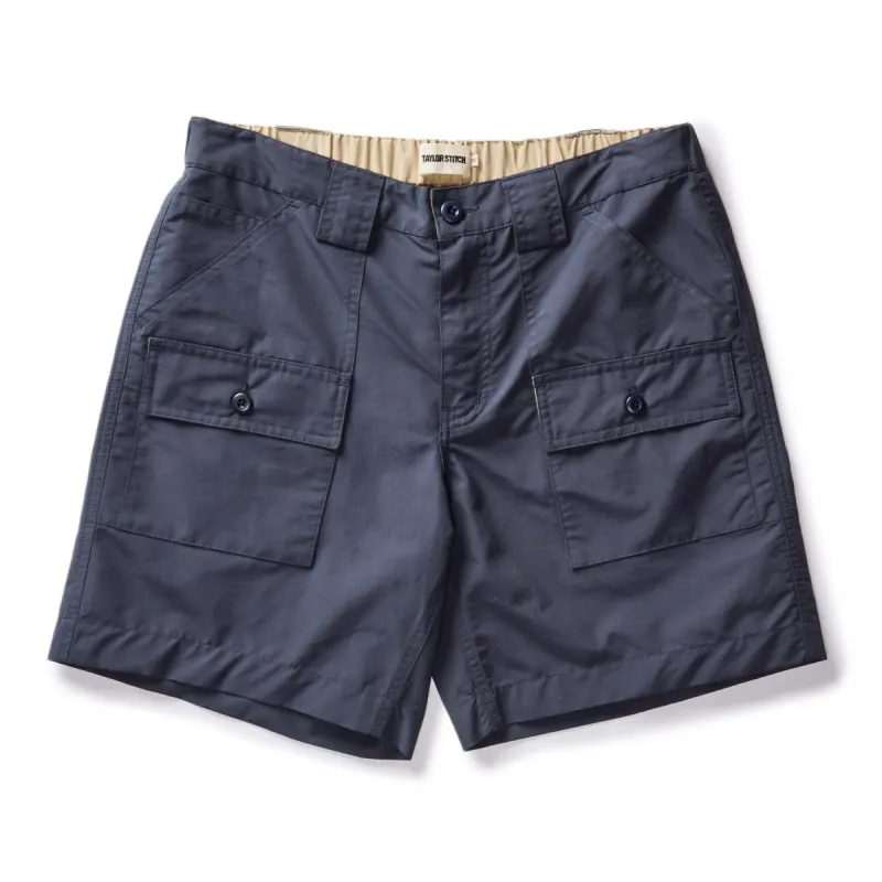 The Trail Cargo Short in Faded Navy 60/40 sold by Taylor Stitch