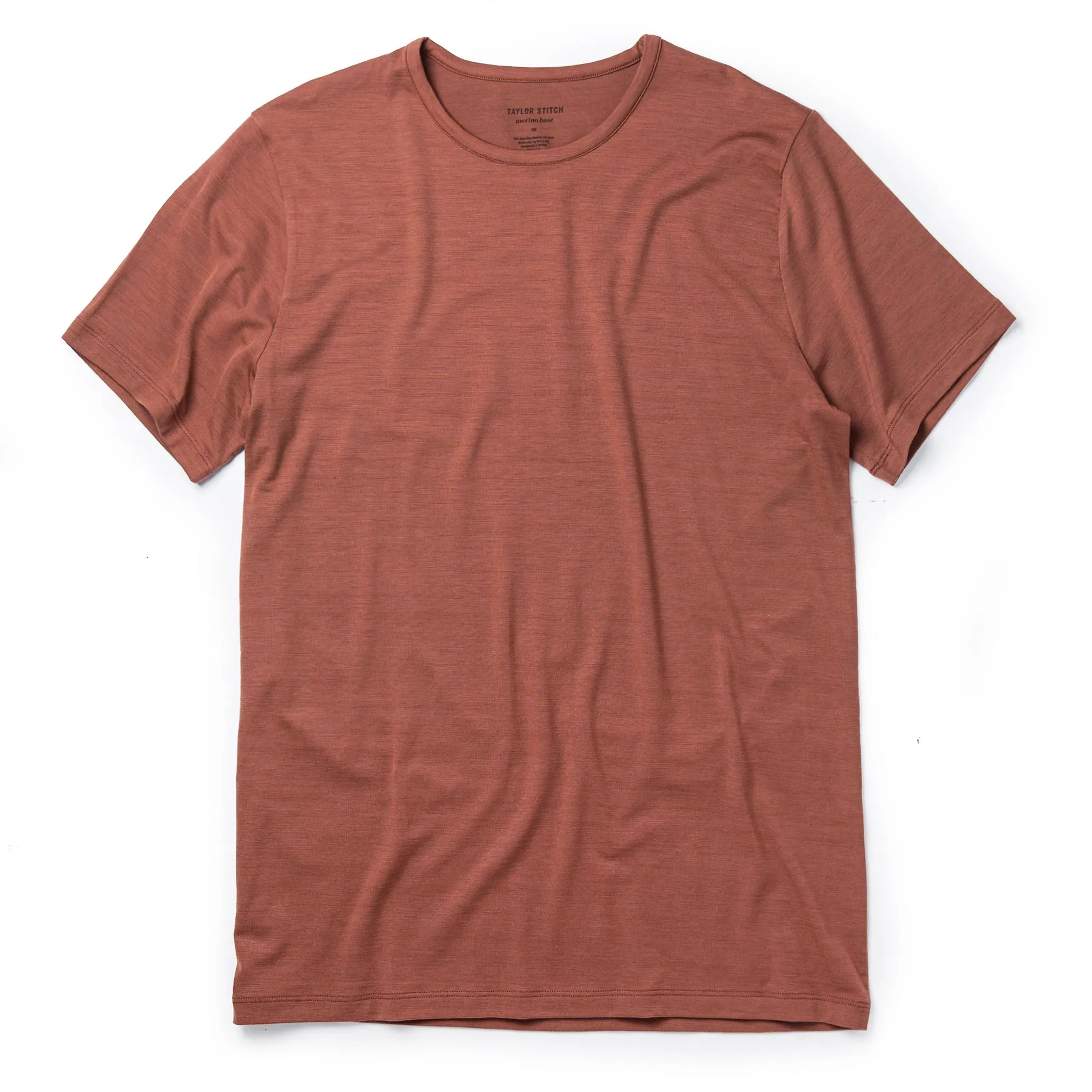 The Merino Tee in Brick Red sold by Taylor Stitch