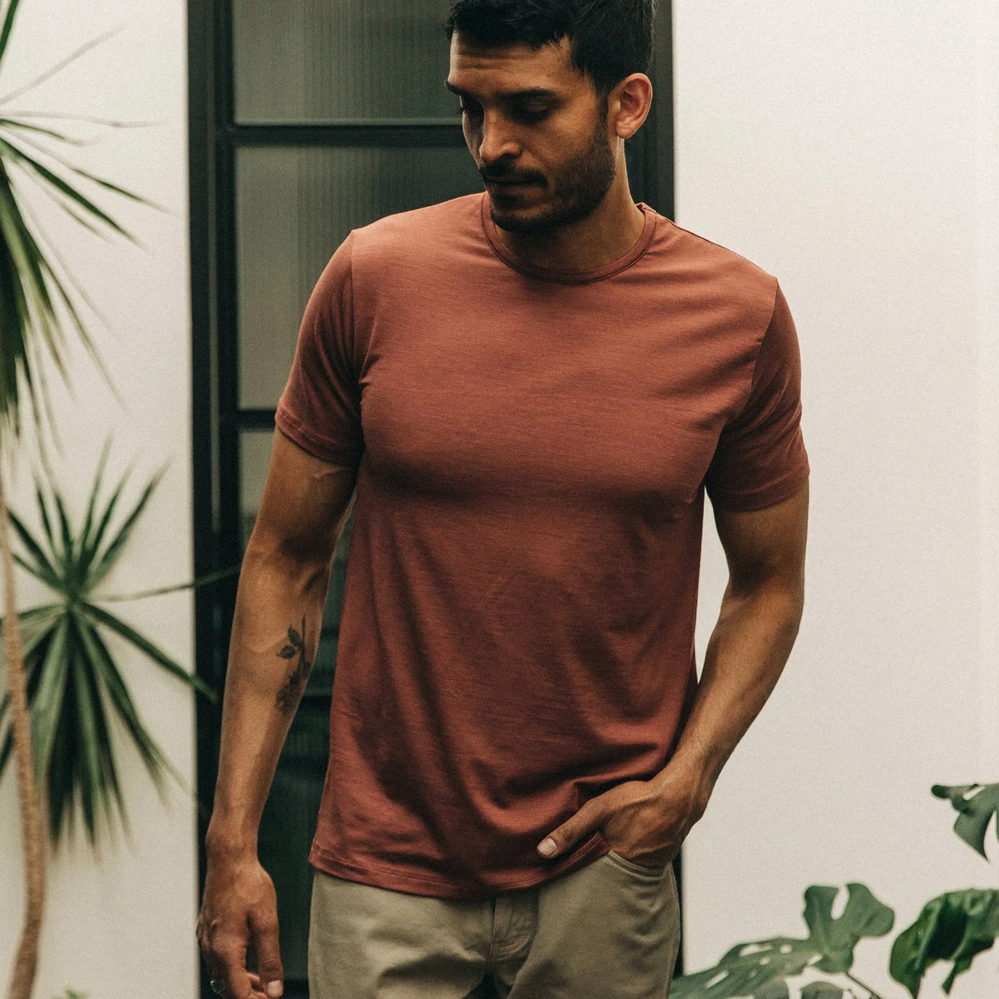 The Merino Tee in Brick Red sold by Taylor Stitch product image thumbnail 4