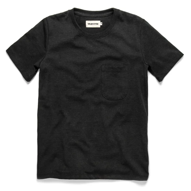 The Heavy Bag Tee in Black Melange sold by Taylor Stitch