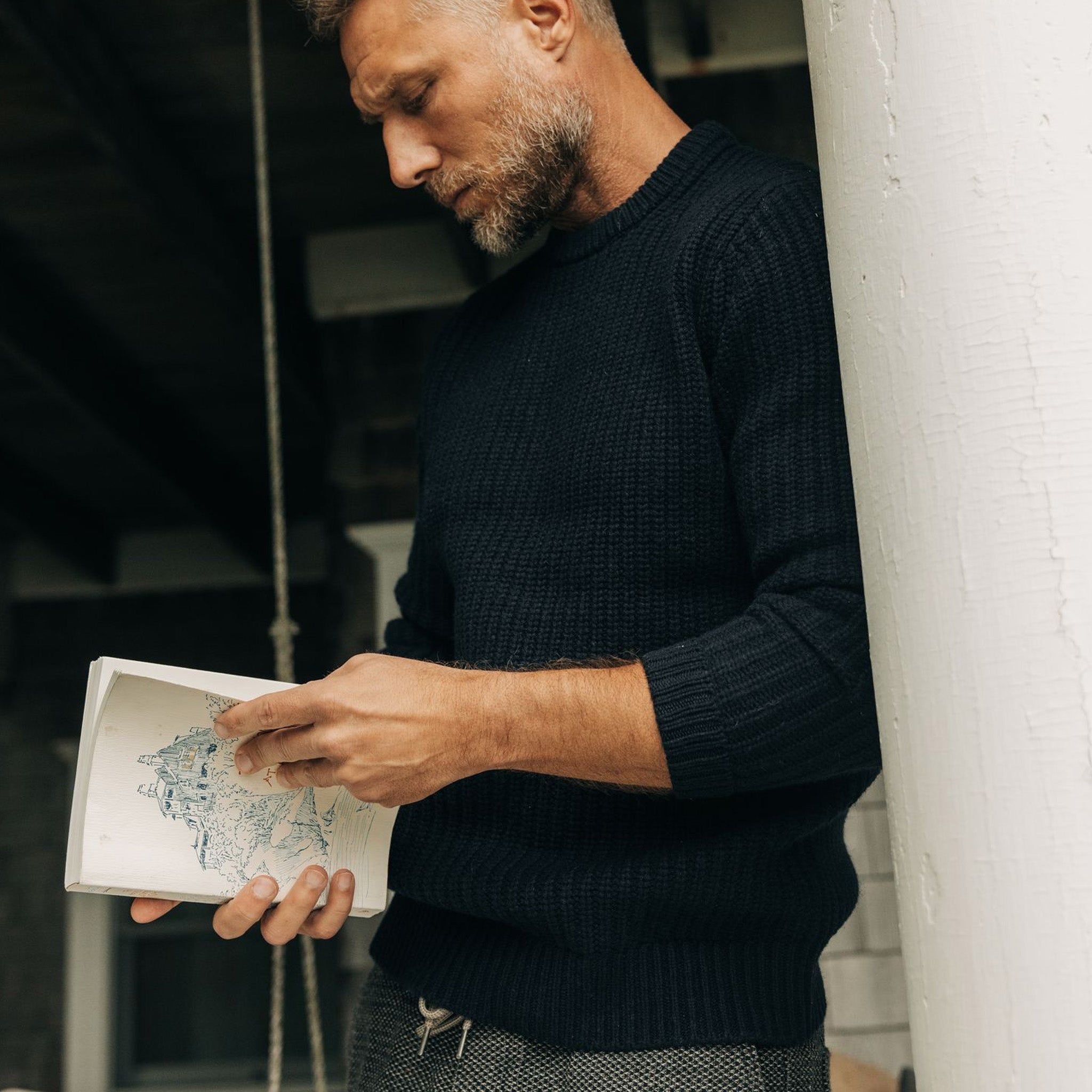 The Fisherman Sweater in Dark Navy sold by Taylor Stitch product image thumbnail 3