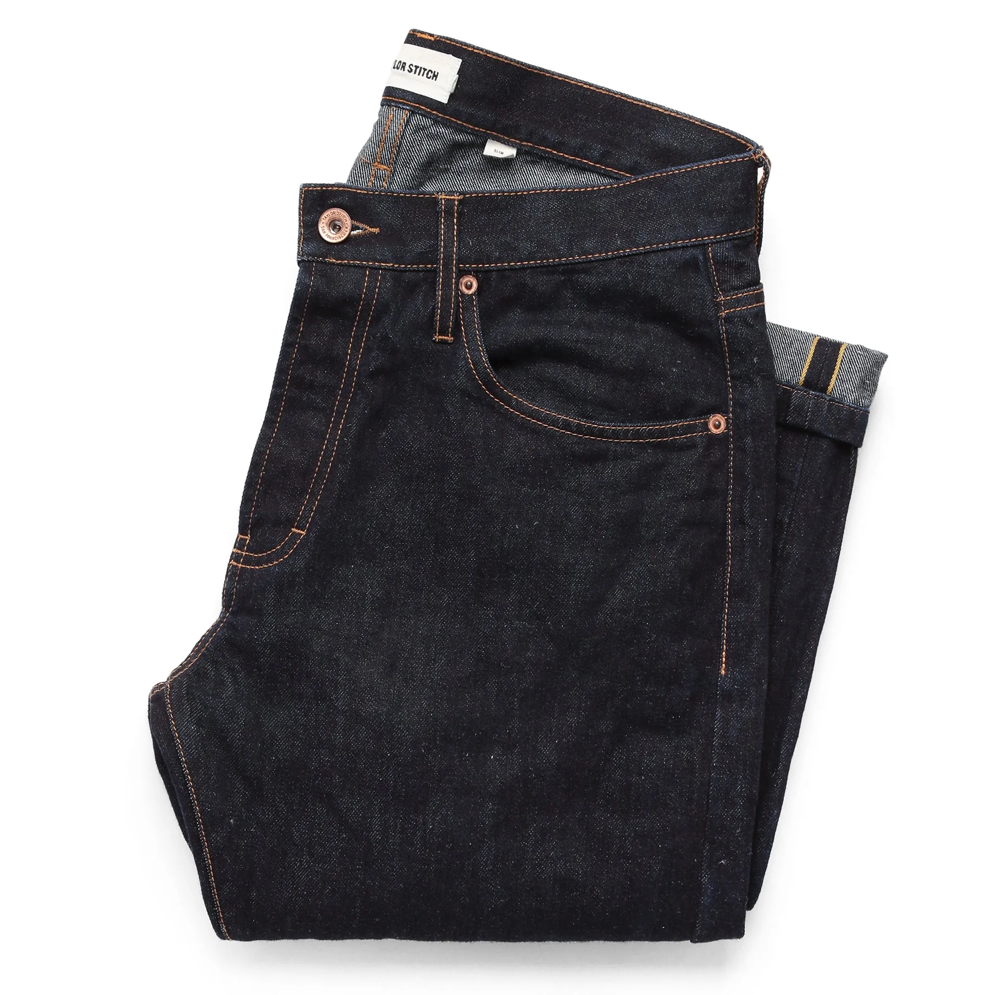 The Slim Jean in Sol Selvage sold by Taylor Stitch